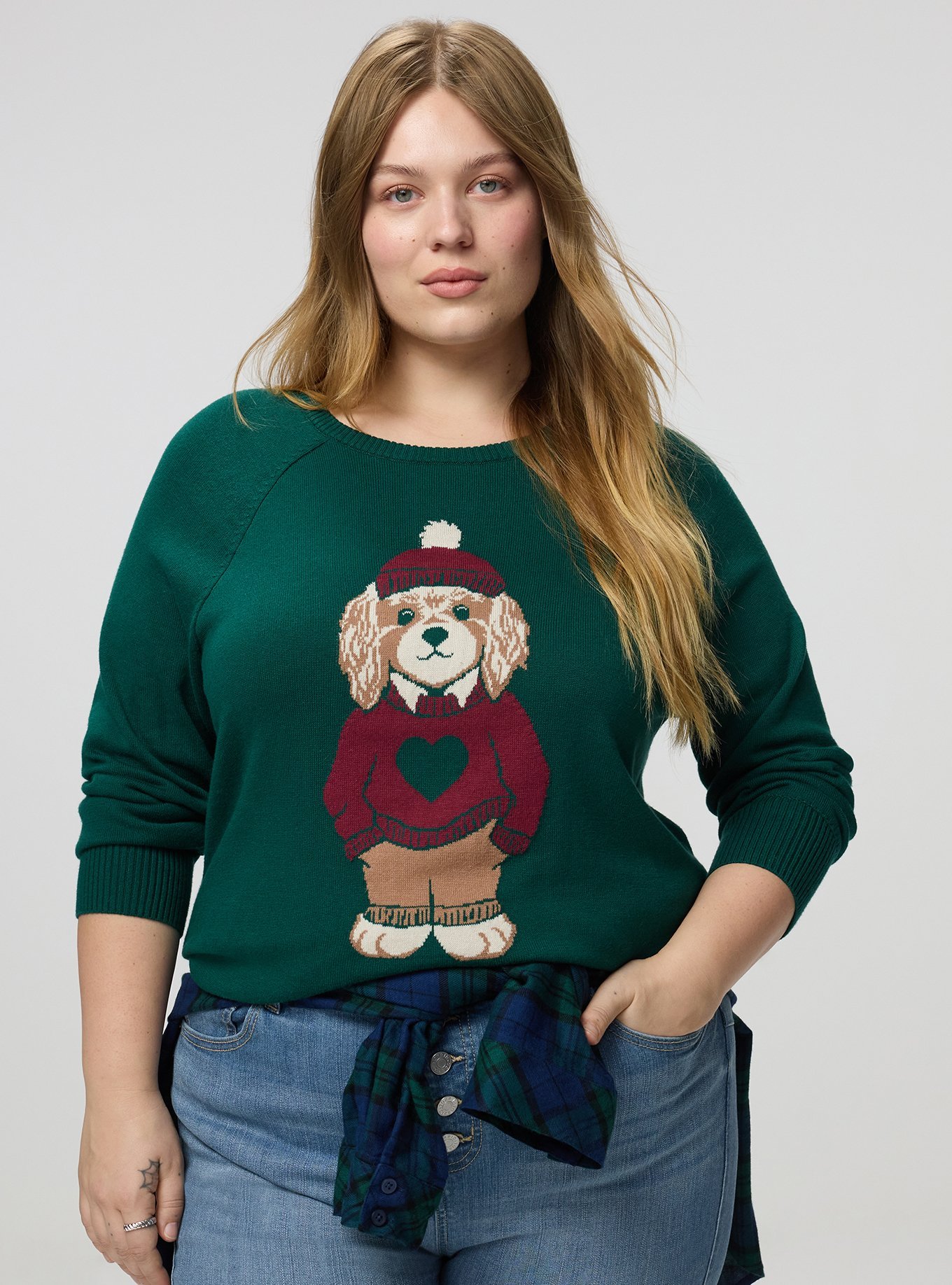 Cotton Cashmere Crew Sweater, SCHOOL KID DOG BOTANICAL GARDEN, alternate