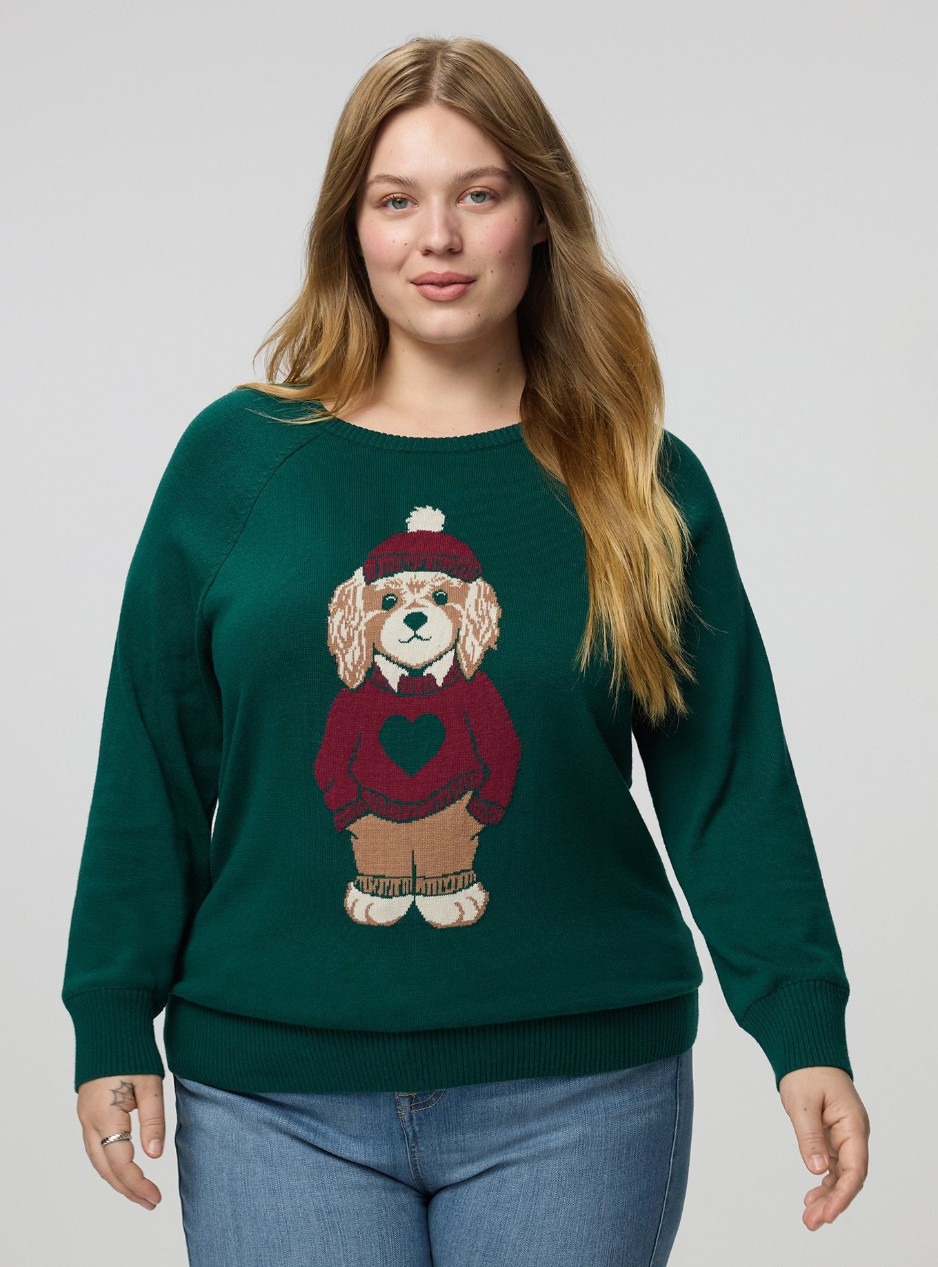 Cotton Cashmere Crew Sweater, SCHOOL KID DOG BOTANICAL GARDEN, hi-res