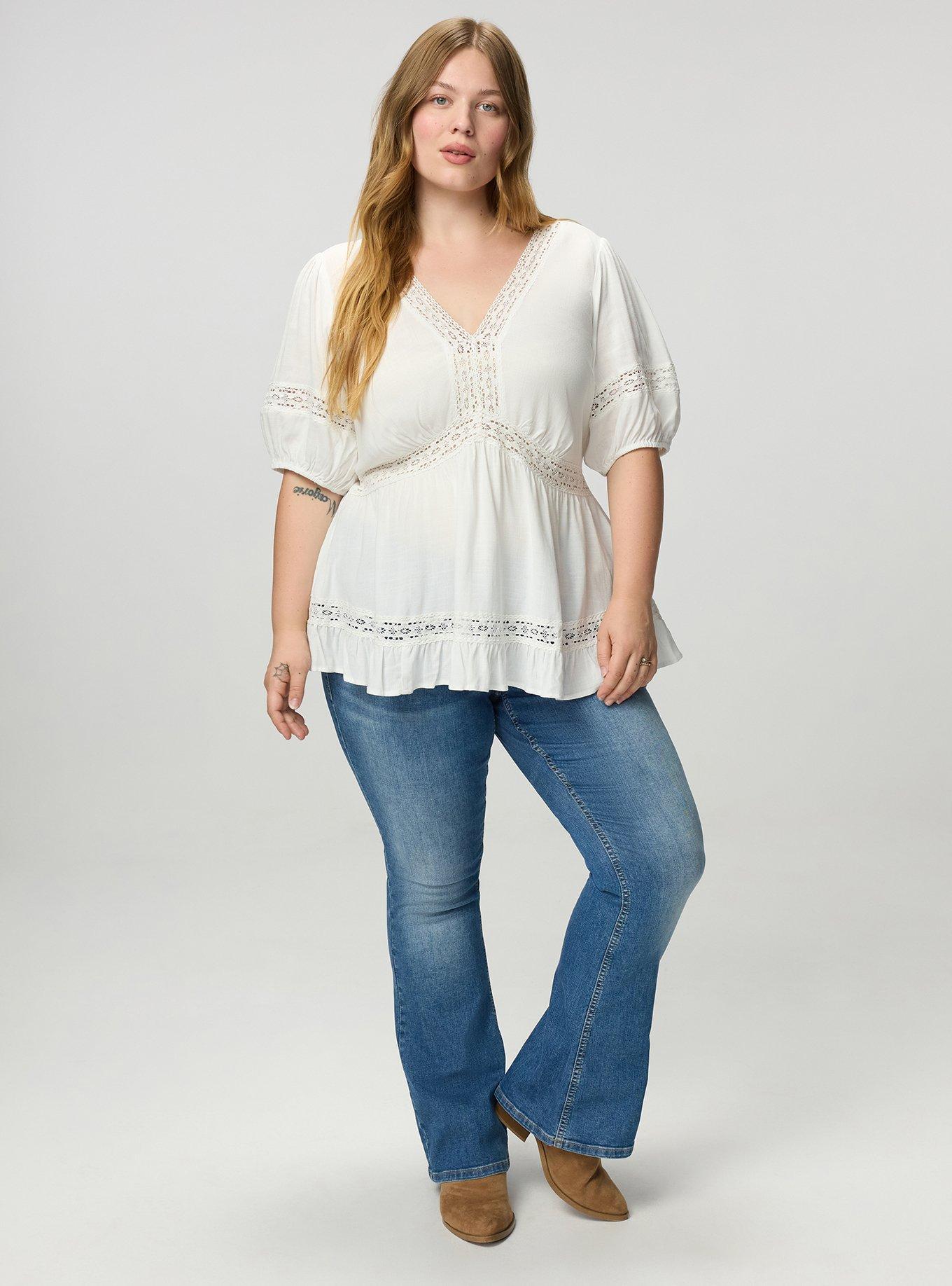 V-Neck Babydoll with Trim Detail, BLANC DE BLANC, alternate