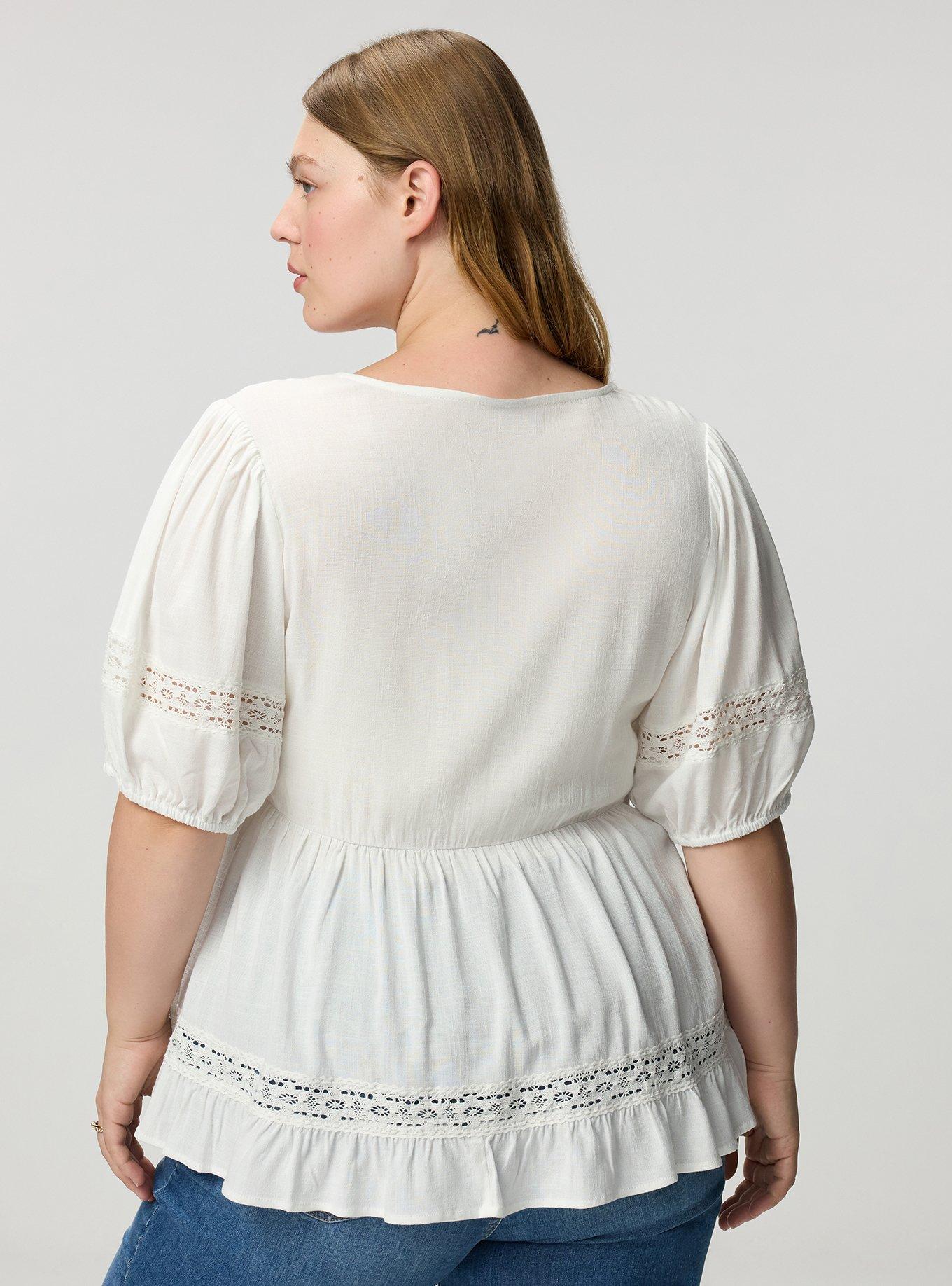V-Neck Babydoll with Trim Detail, BLANC DE BLANC, alternate