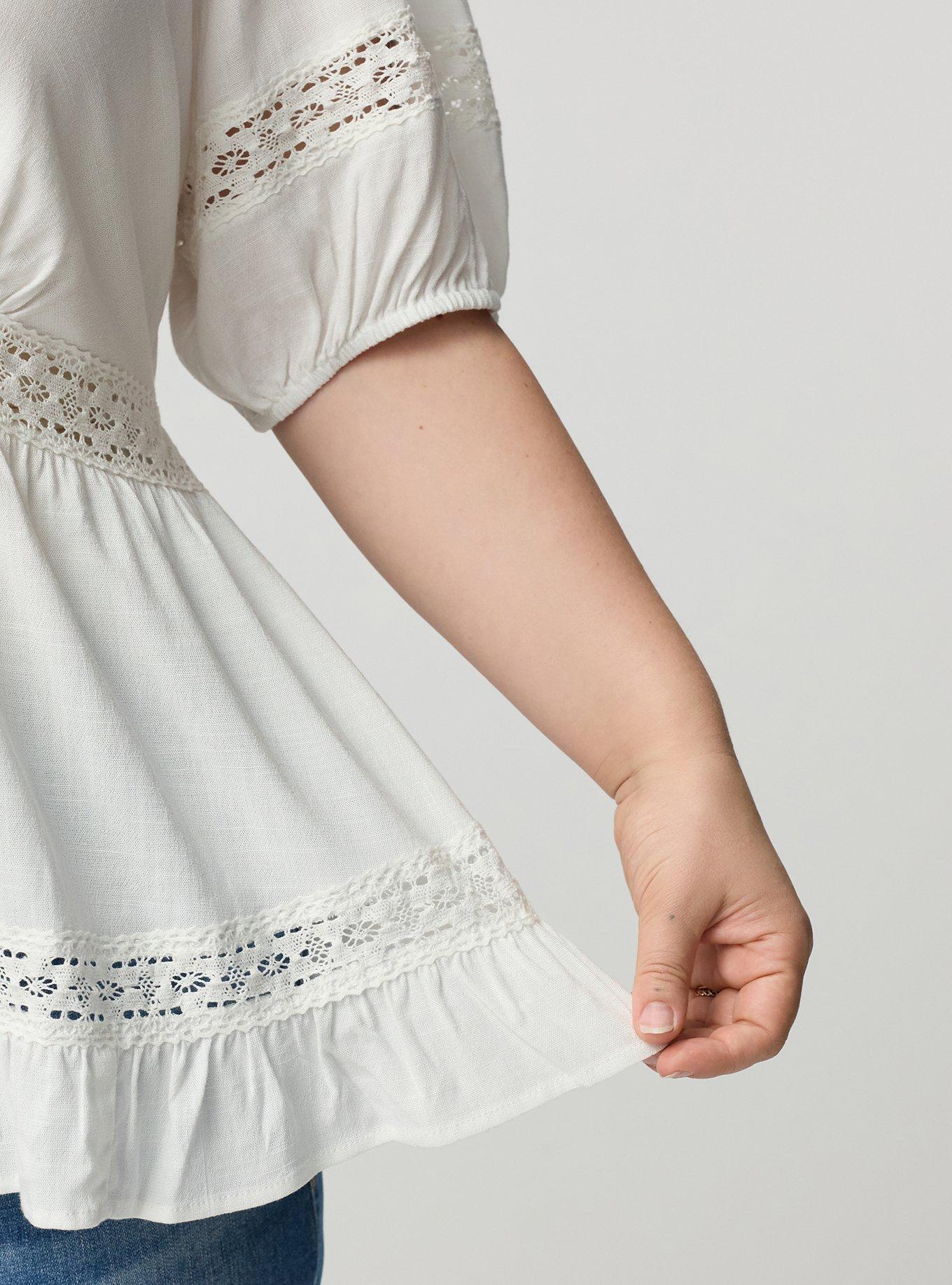 V-Neck Babydoll with Trim Detail, BLANC DE BLANC, alternate