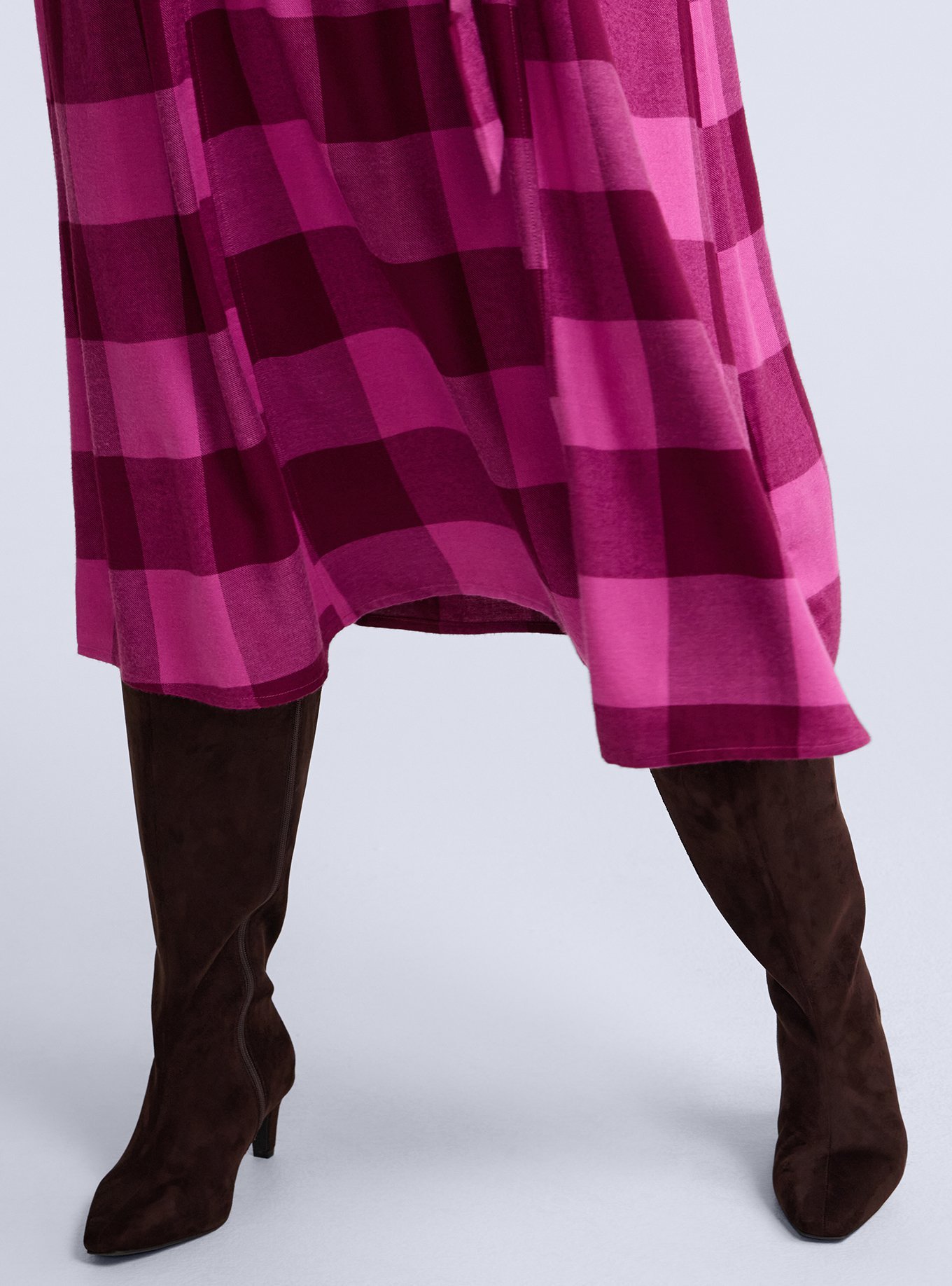 Belle Isle Flannel Popover Maxi Dress, MOD BUFFALO PLAID PINK, alternate