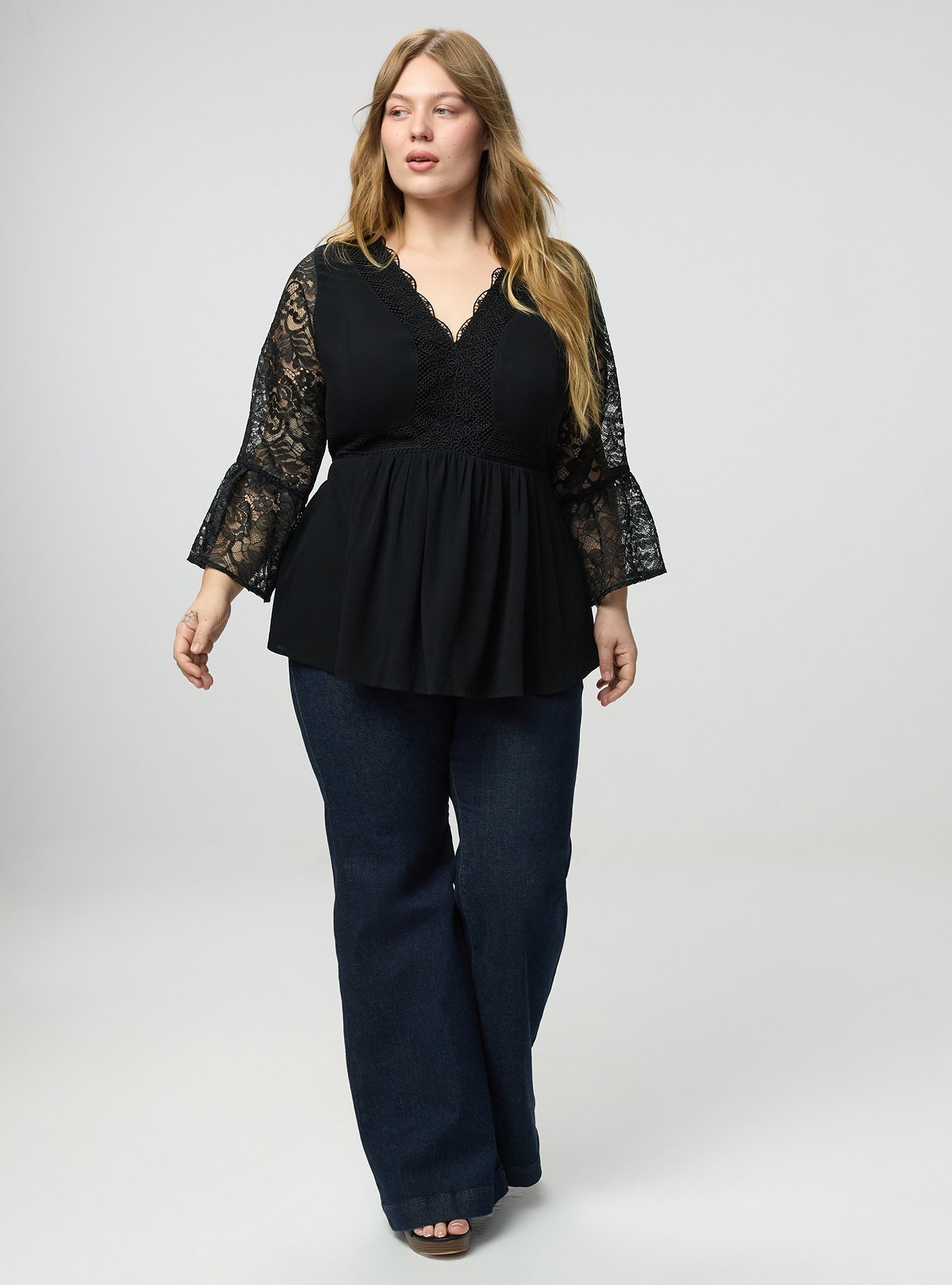 Plus Size - Crochet & Lace Babydoll Top - Torrid
