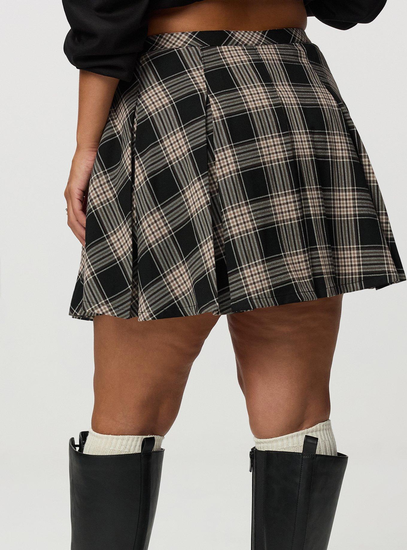High-Rise Box Pleat Skort, ELATION PLAID  DEEP BLACK, alternate