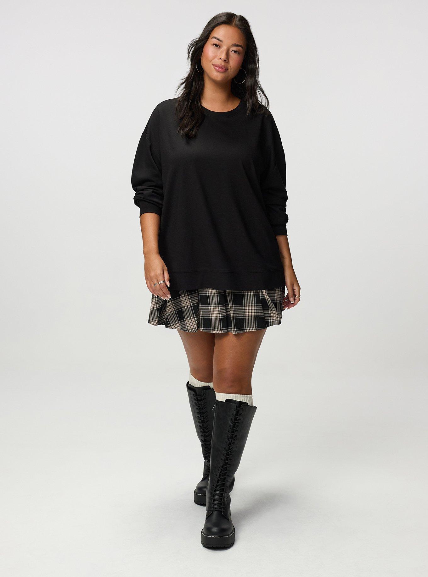 High-Rise Box Pleat Skort, ELATION PLAID  DEEP BLACK, alternate