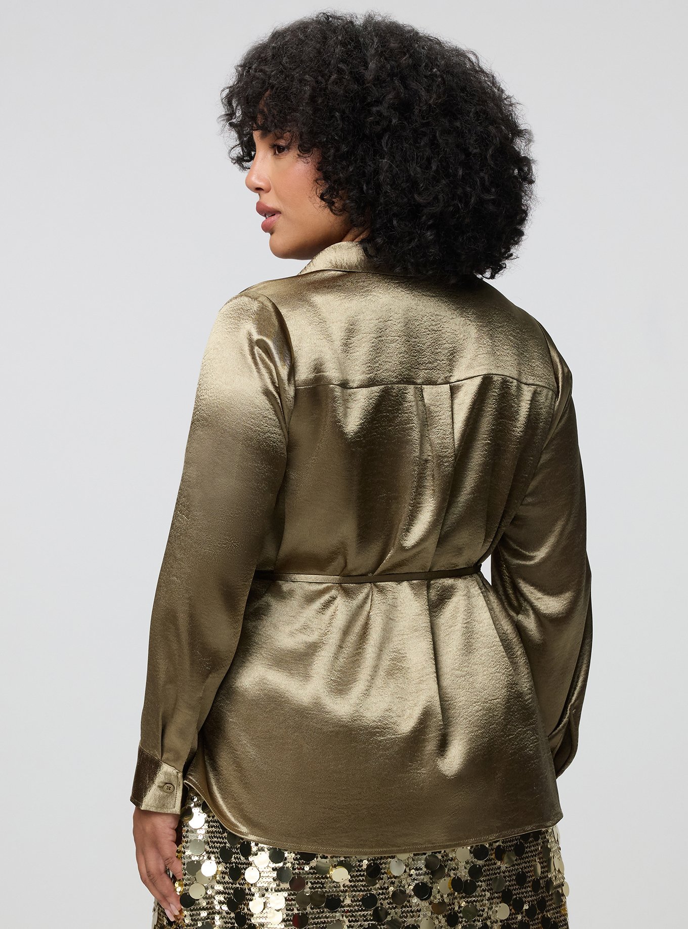 Plus Size Studio Wrap Shirt, RICH GOLD, alternate
