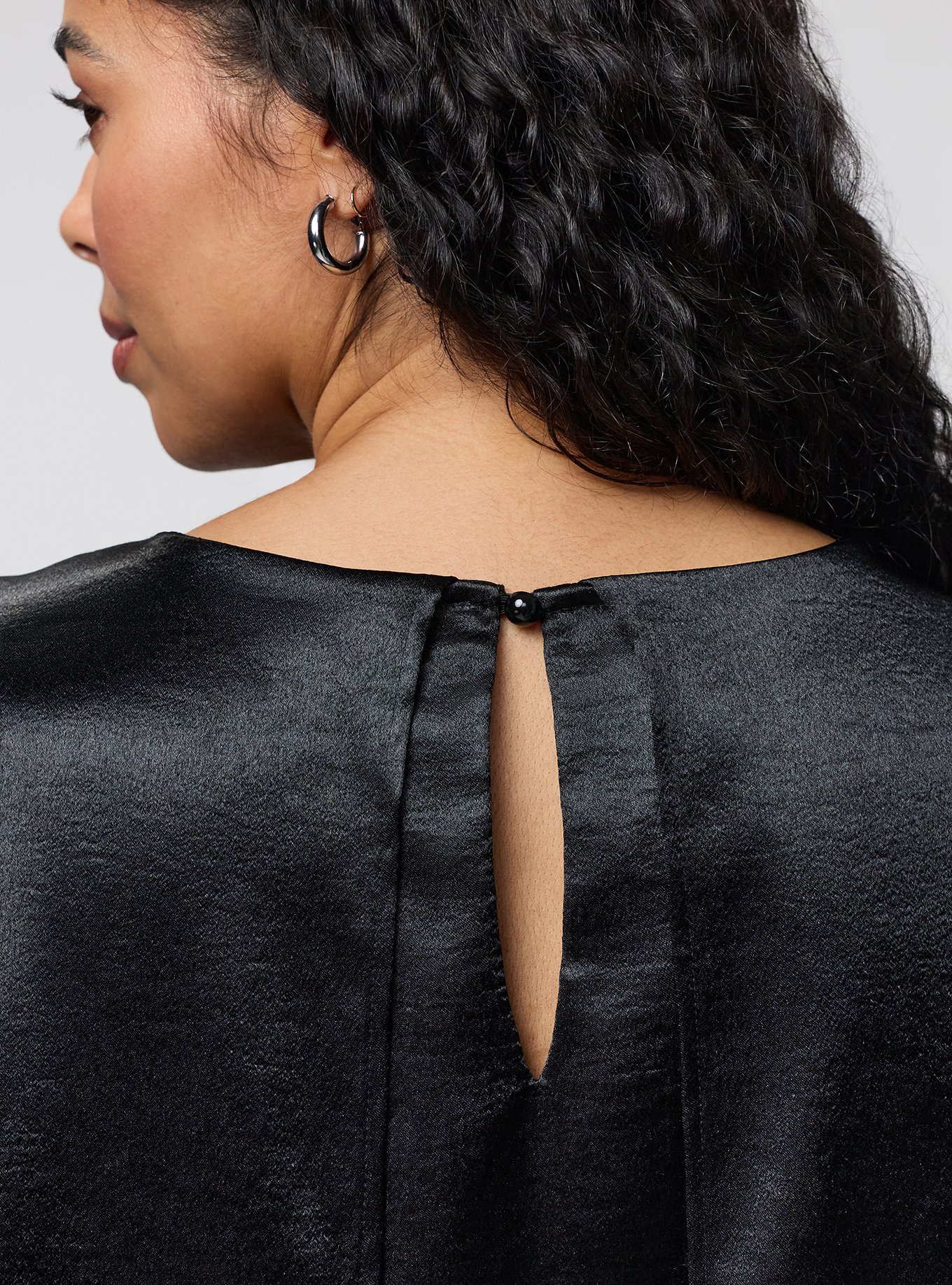 Plus Size Studio Asymmetrical Cape Blouse, DEEP BLACK, alternate