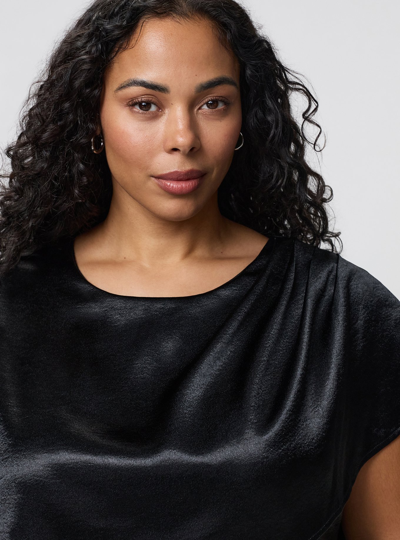 Plus Size Studio Asymmetrical Cape Blouse, DEEP BLACK, alternate