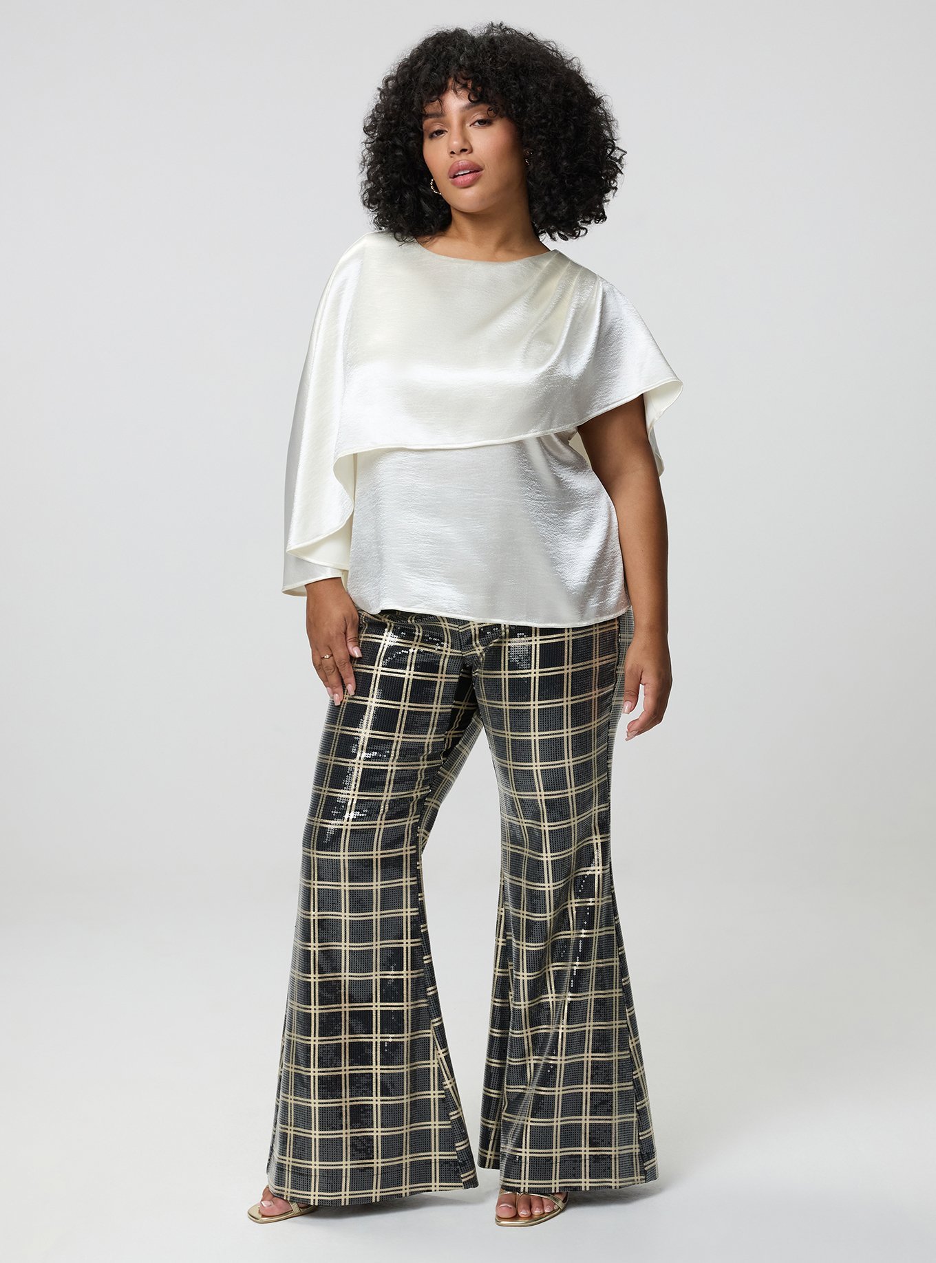 Plus Size Studio Asymmetrical Cape Blouse, CLOUD DANCER, alternate