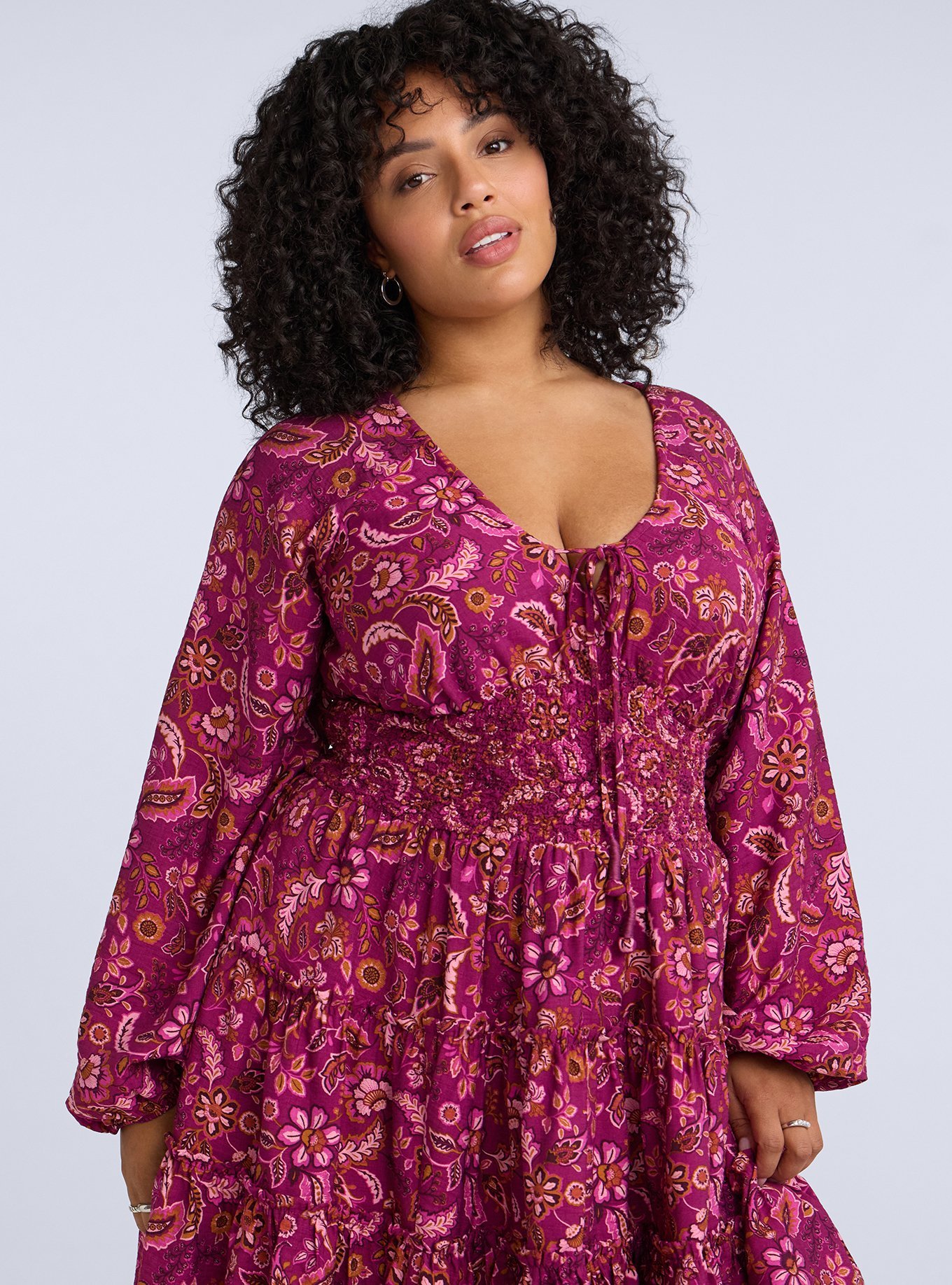 Belle Isle Smocked Waist Tiered Mini Dress, PETIT PRISCA FLORAL PLUM, alternate