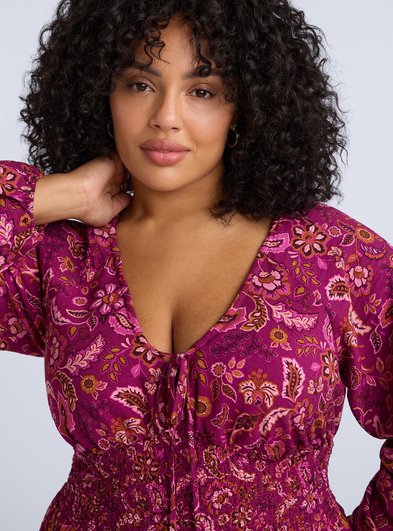 Belle Isle Smocked Waist Tiered Mini Dress, PETIT PRISCA FLORAL PLUM, alternate