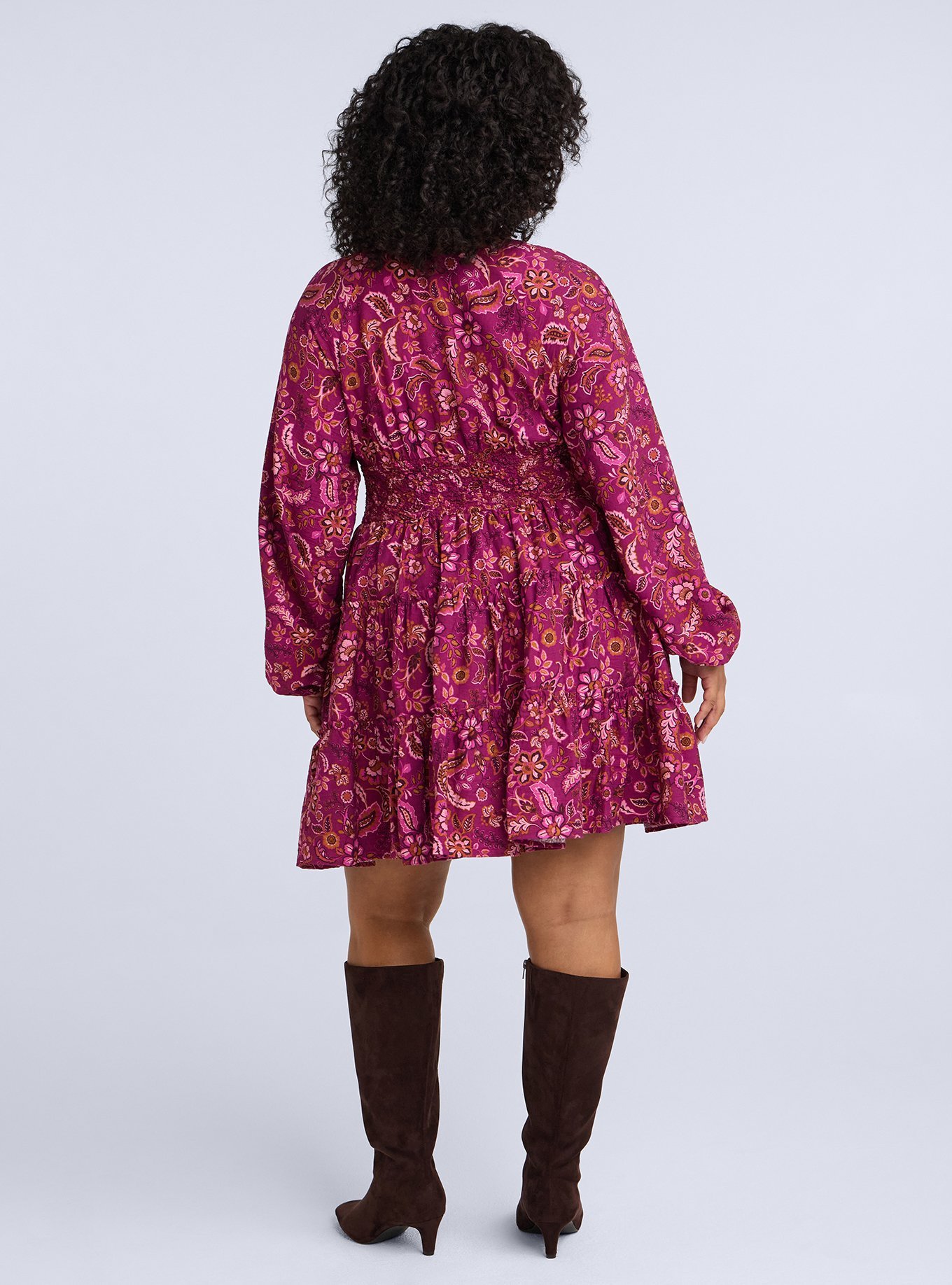 Belle Isle Smocked Waist Tiered Mini Dress, PETIT PRISCA FLORAL PLUM, alternate