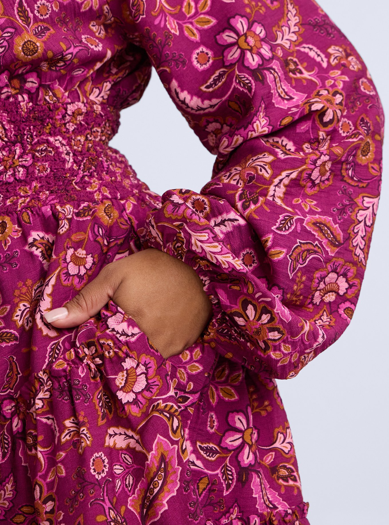 Belle Isle Smocked Waist Tiered Mini Dress, PETIT PRISCA FLORAL PLUM, alternate