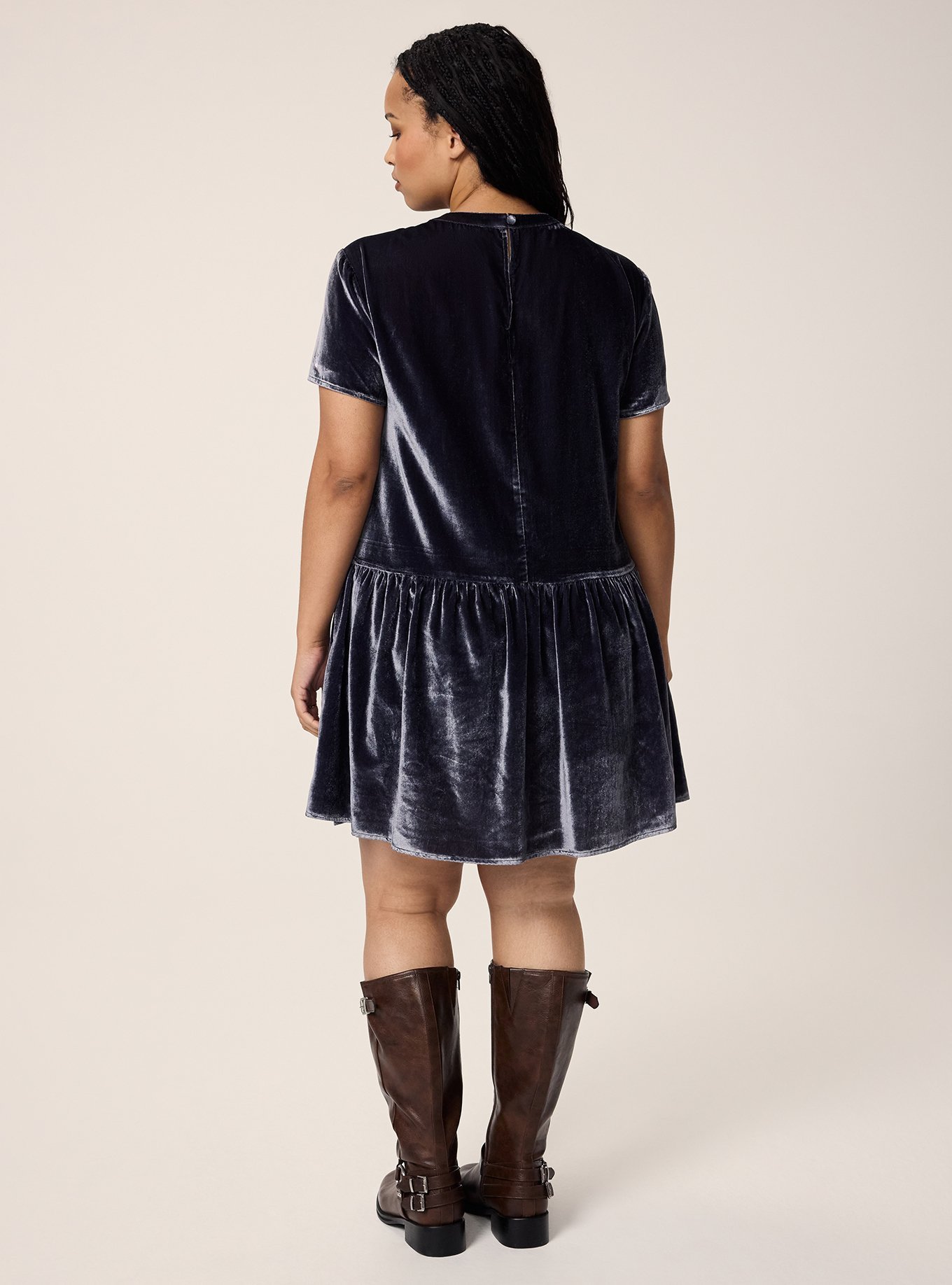 Festi Drop Waist Velour Mini Dress, GRAPHITE, alternate
