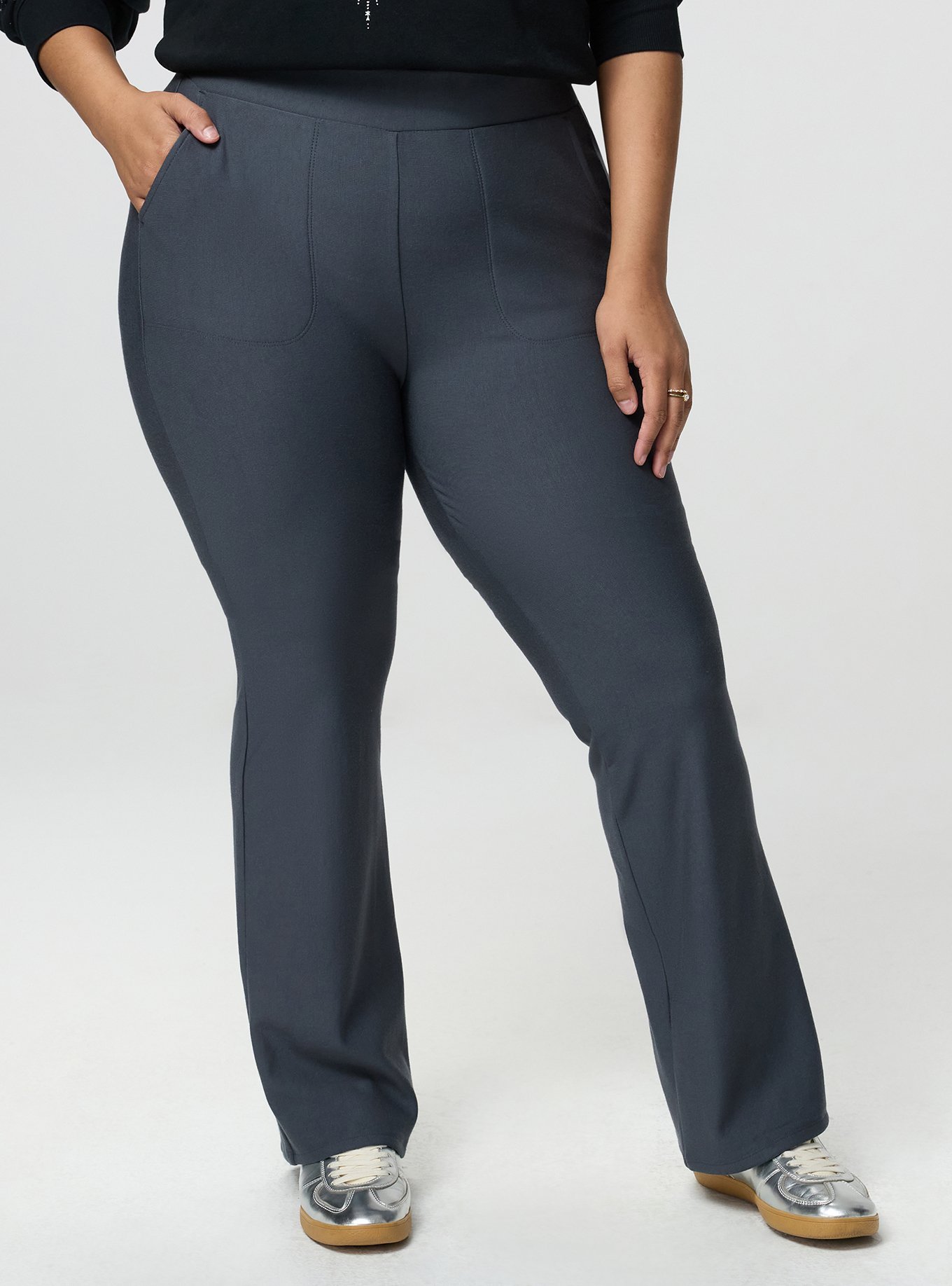 Full-Length Fleece-Lined Bootcut Legging, EBONY, alternate