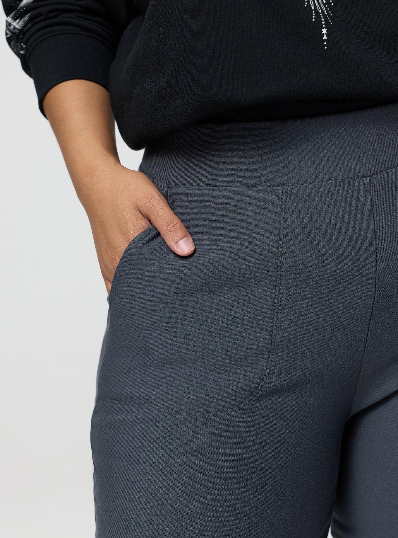 Full-Length Fleece-Lined Bootcut Legging, EBONY, alternate