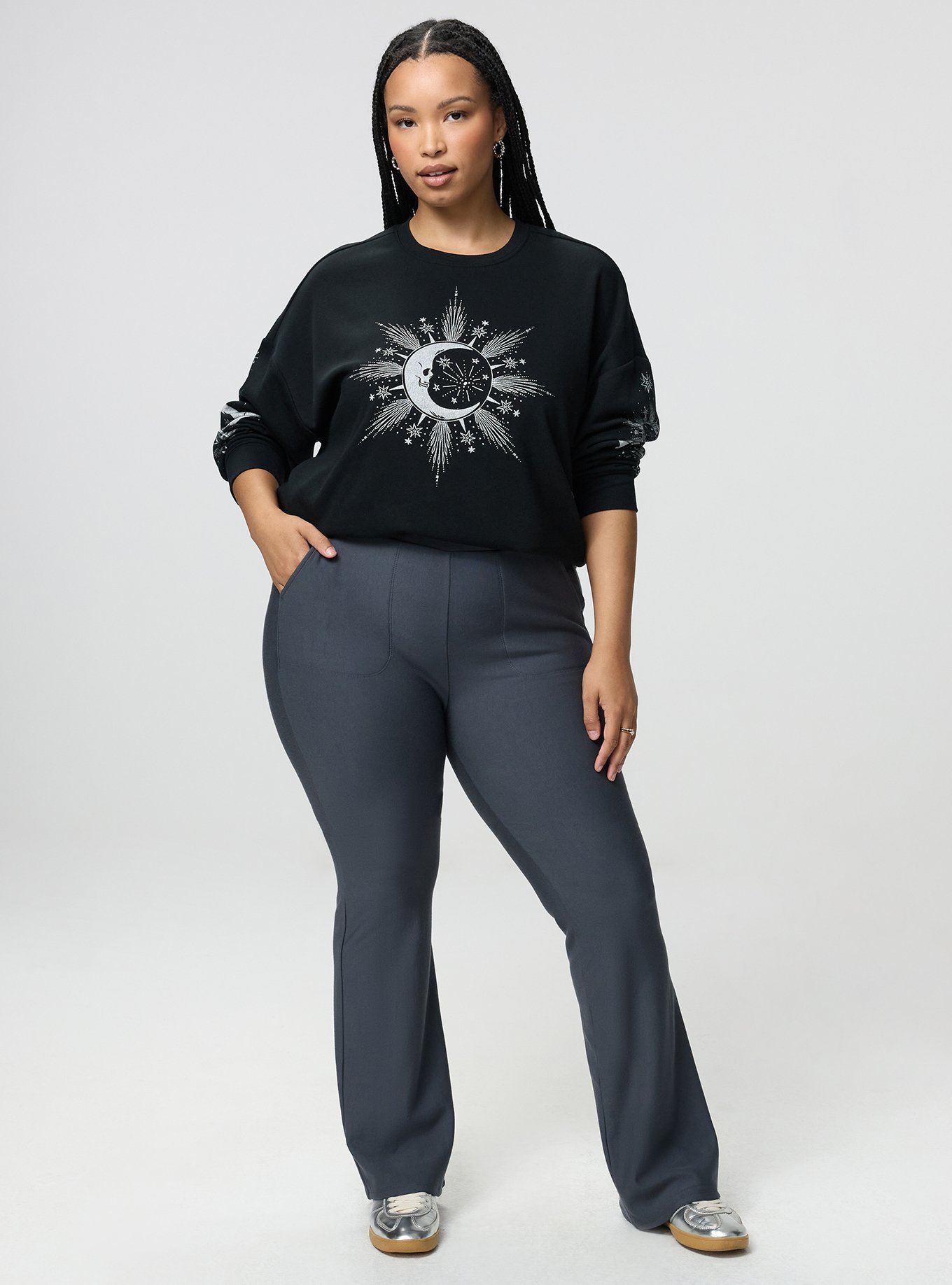 Full-Length Fleece-Lined Bootcut Legging, EBONY, hi-res