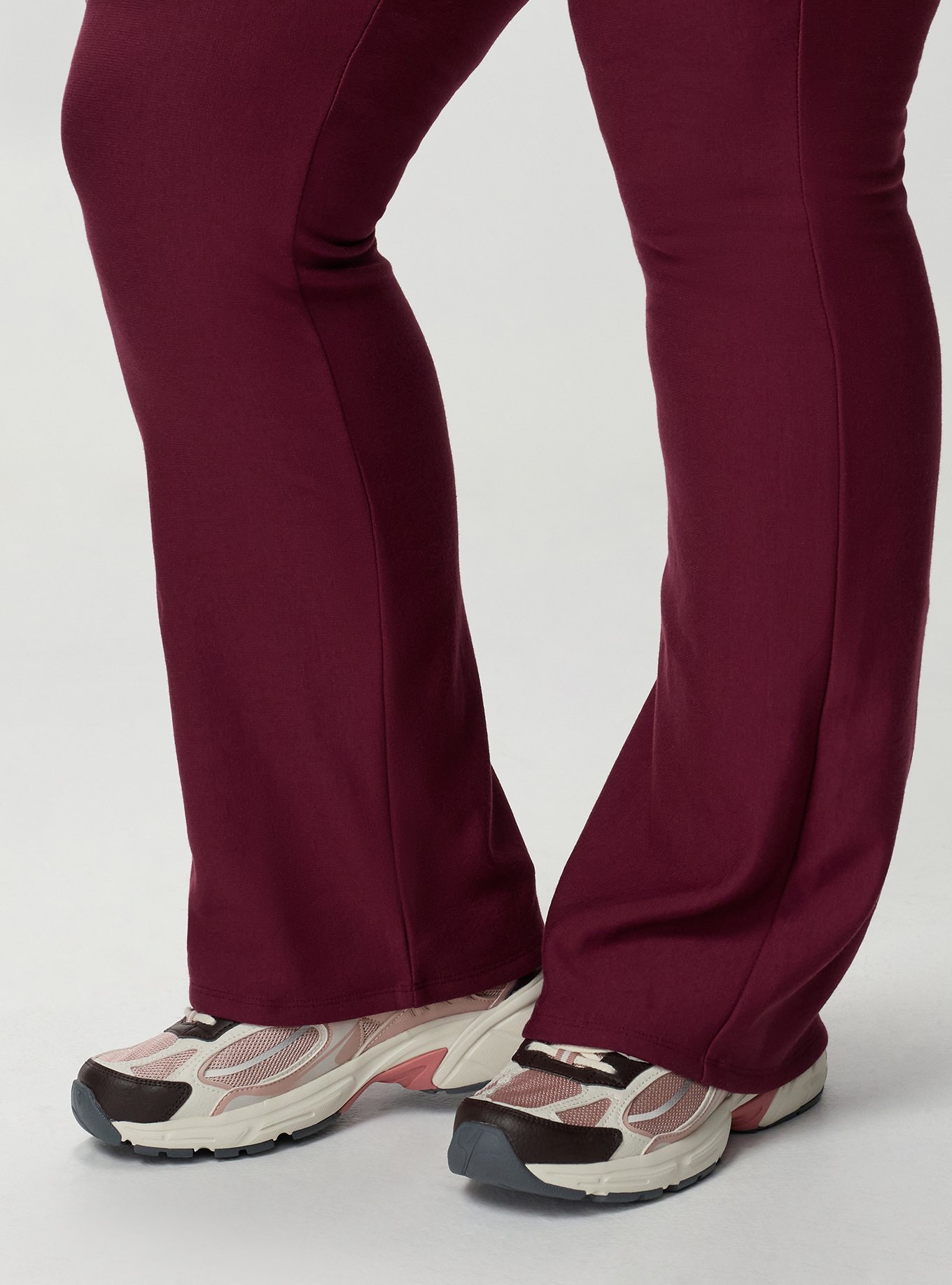 Full-Length Fleece-Lined Bootcut Legging, MAROON BANNER, alternate