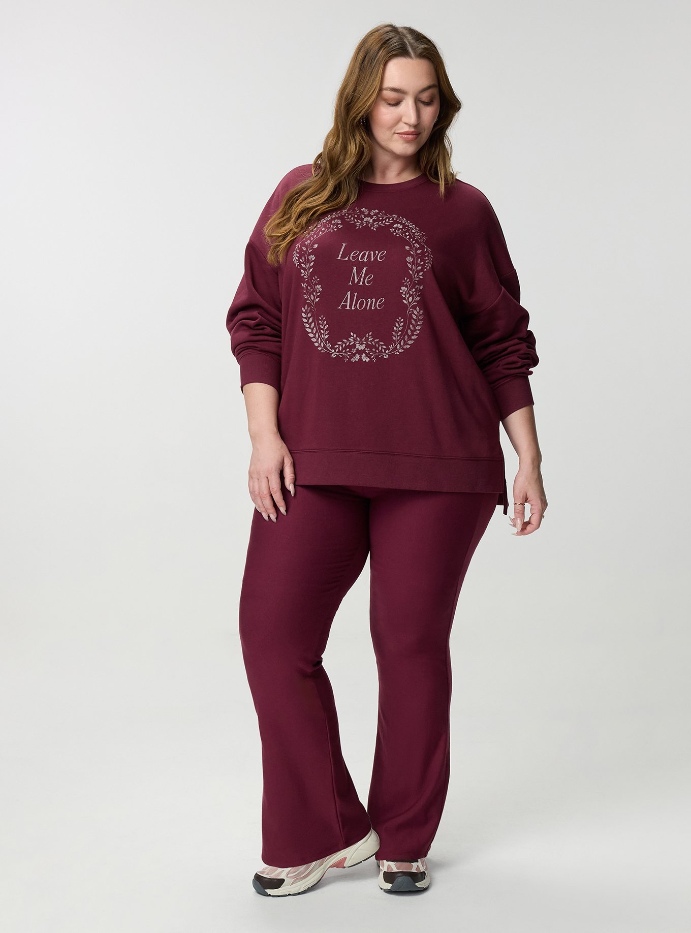 Full-Length Fleece-Lined Bootcut Legging, MAROON BANNER, hi-res