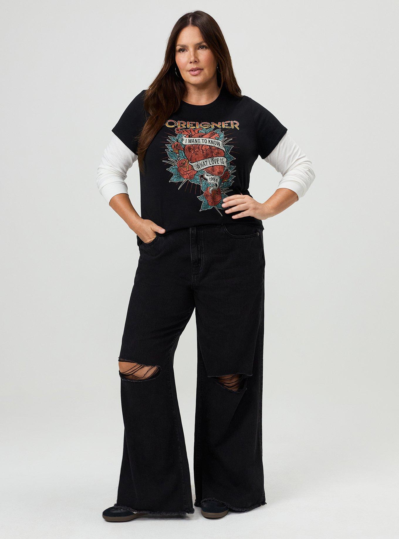 Foreigner Classic Cotton 2Fer Tee, DEEP BLACK, alternate