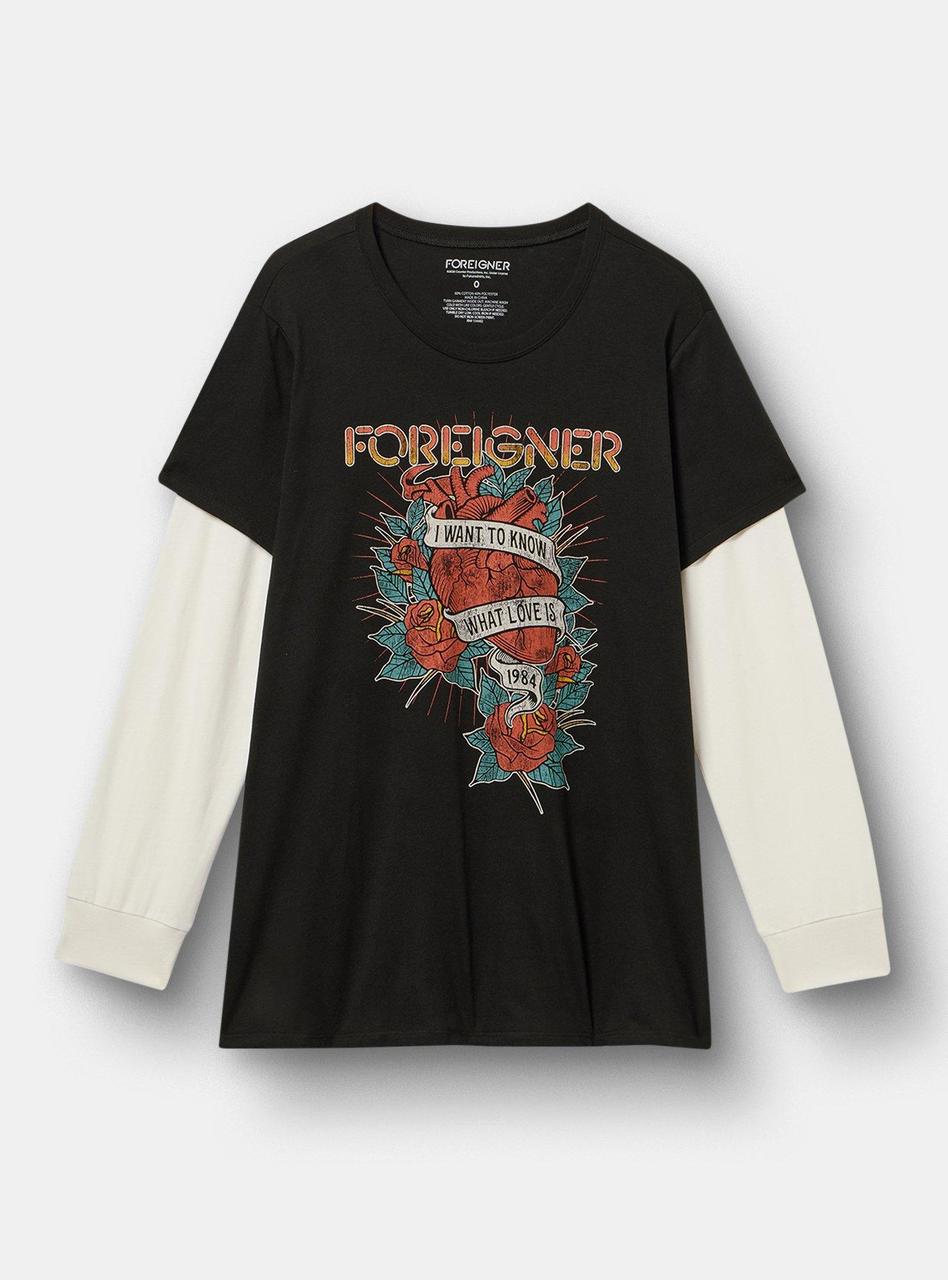 Foreigner Classic Cotton 2Fer Tee, DEEP BLACK, flat