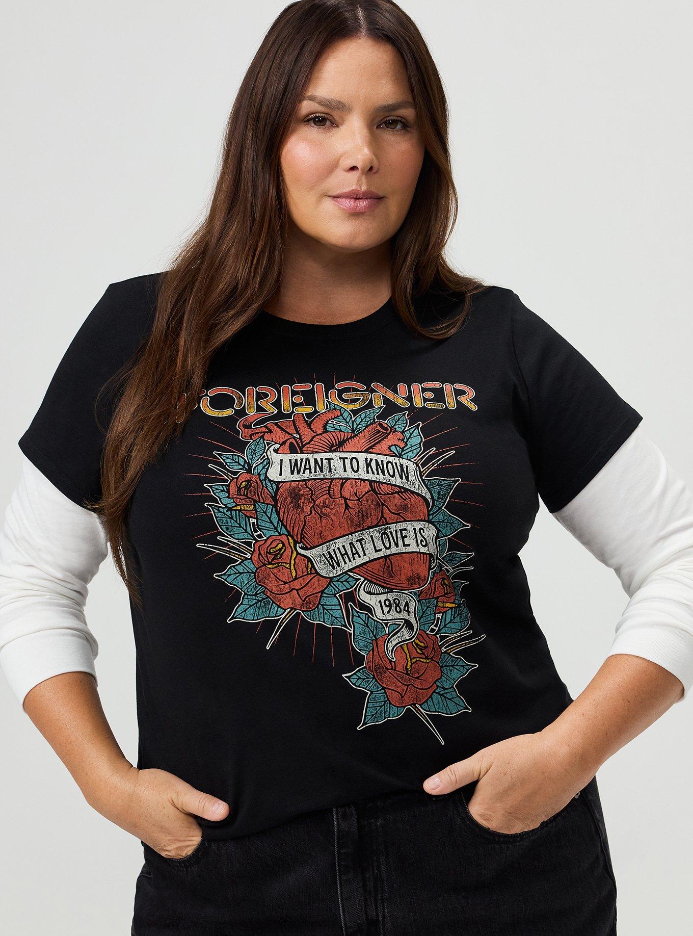 Foreigner Classic Cotton 2Fer Tee, DEEP BLACK, hi-res