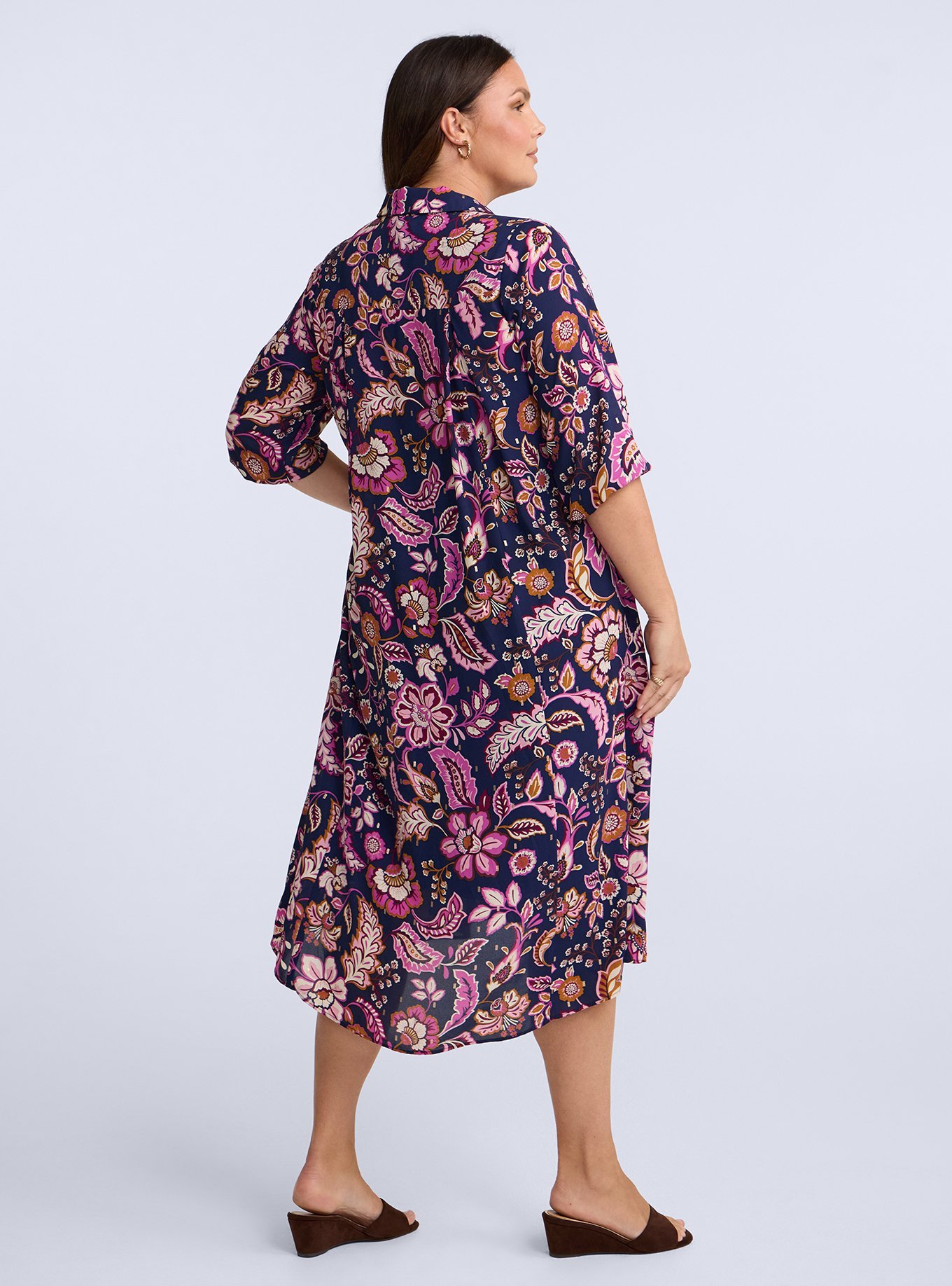 Belle Isle Collared Popover Midi Dress, PRISCA PAISLEY FLORAL NAVY, alternate