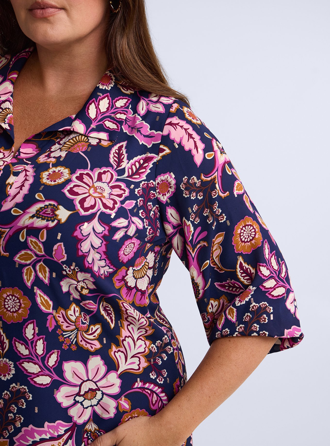 Belle Isle Collared Popover Midi Dress, PRISCA PAISLEY FLORAL NAVY, alternate
