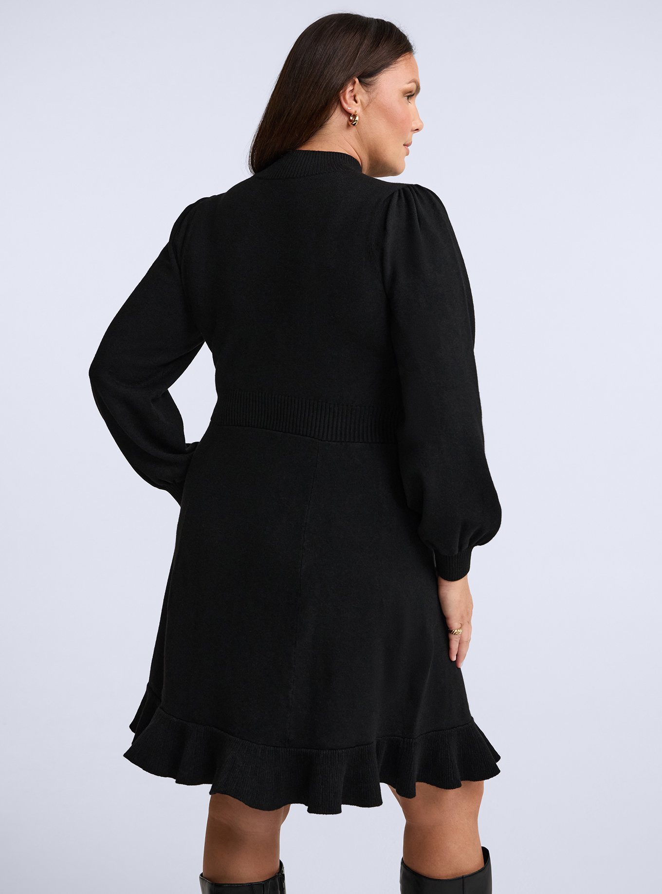 Belle Isle Mock Neck Sweater Mini Dress, DEEP BLACK, alternate