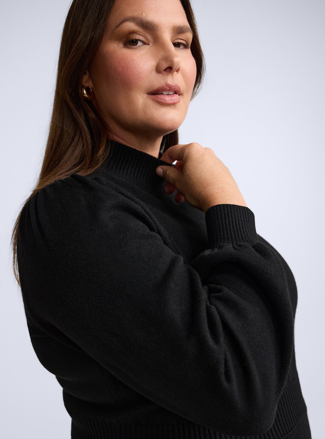 Belle Isle Mock Neck Sweater Mini Dress, DEEP BLACK, alternate