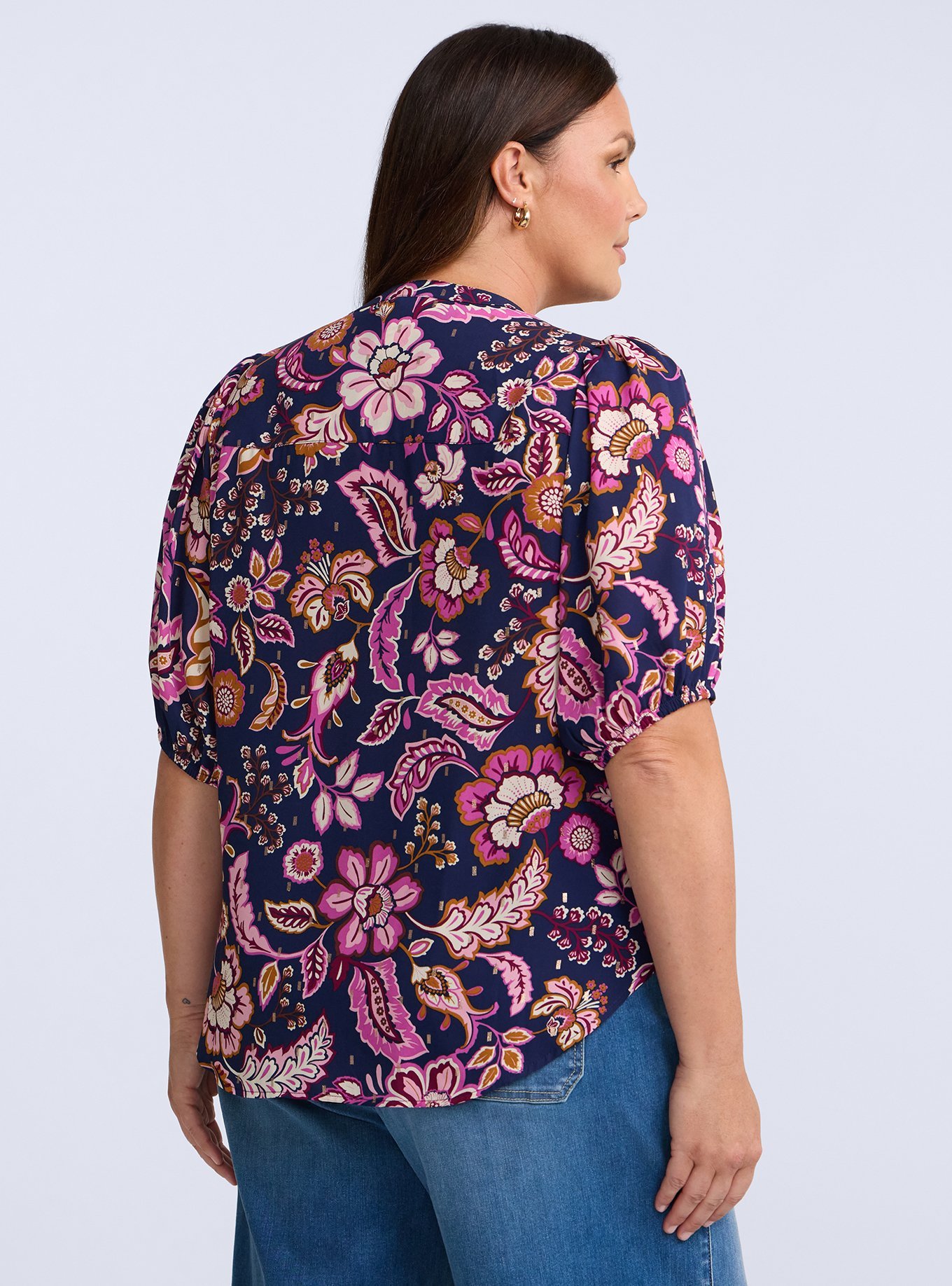 Belle Isle Elbow Puff Sleeve Top, PRISCA PAISLEY FLORAL NAVY, alternate