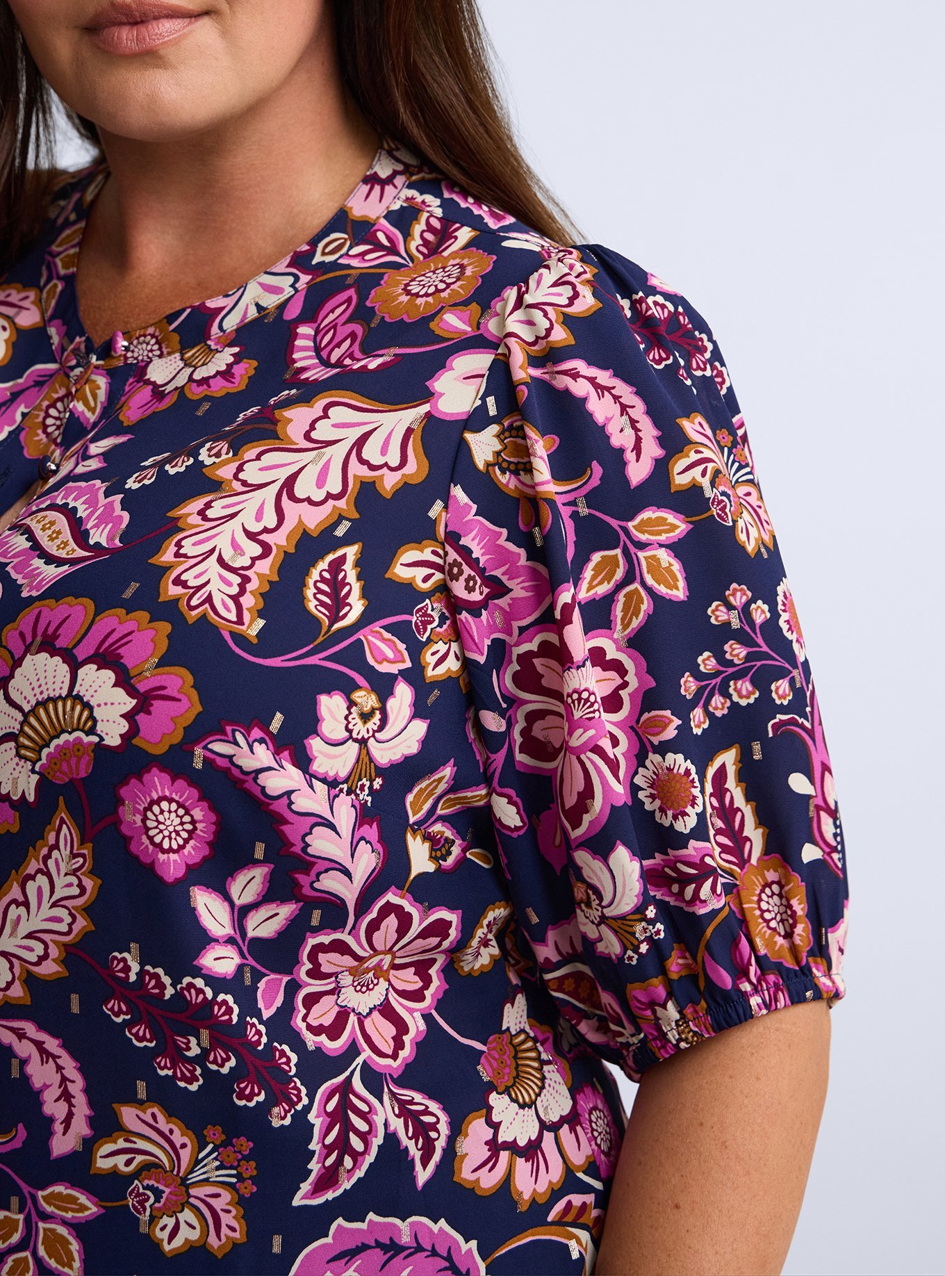Belle Isle Elbow Puff Sleeve Top, PRISCA PAISLEY FLORAL NAVY, alternate