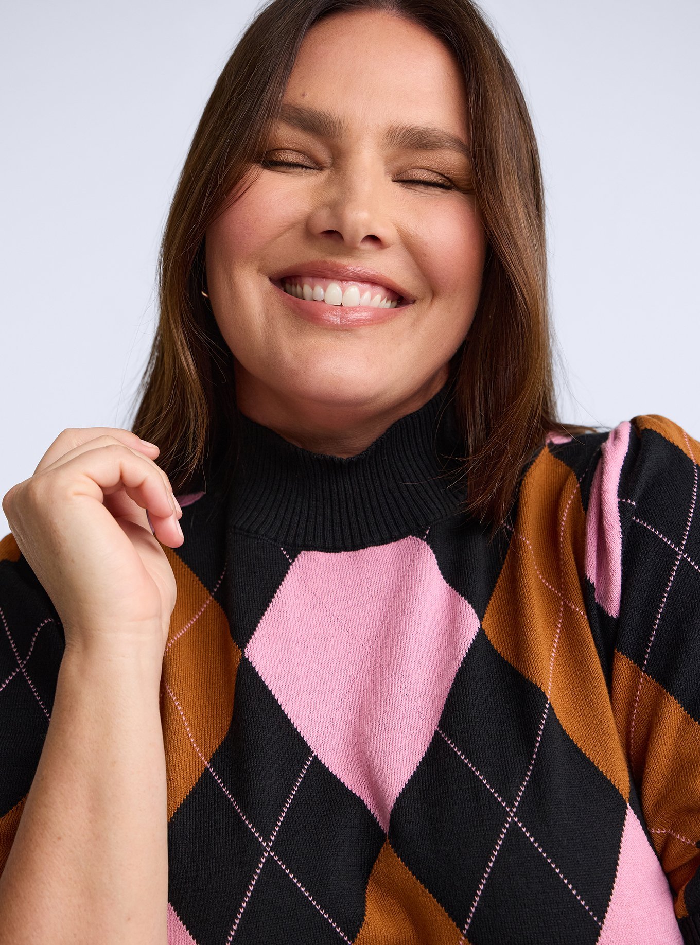 Belle Isle Mock Neck Puff Sleeve Sweater, QUINN DIAMONDS PINK, alternate
