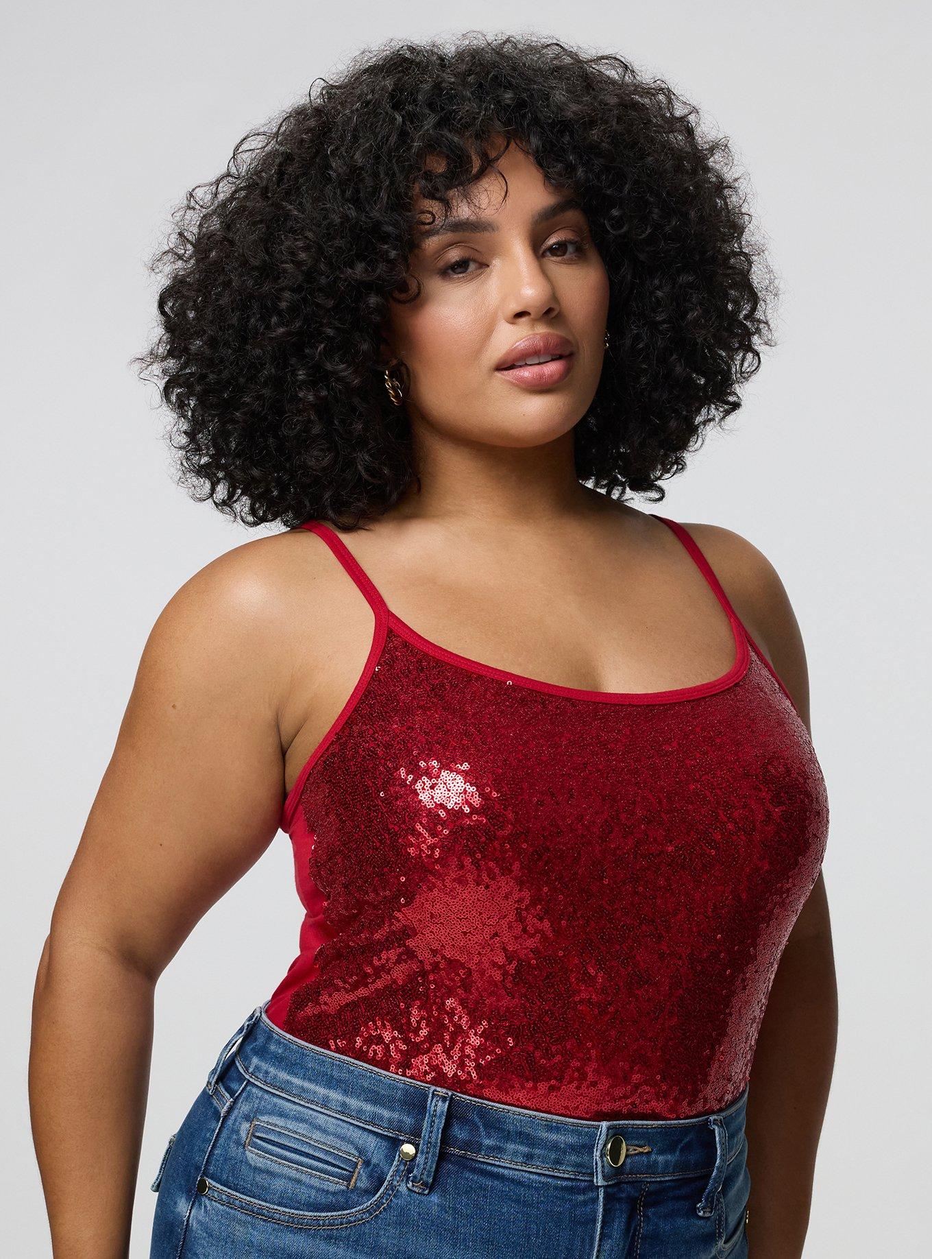 Foxy Sequin Front Cami, JESTER RED, alternate