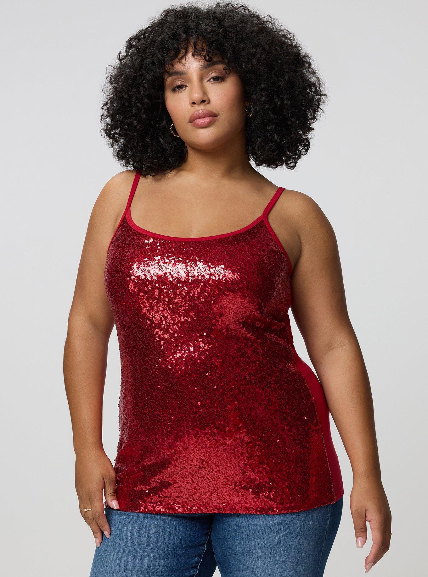 Foxy Sequin Front Cami, JESTER RED, hi-res