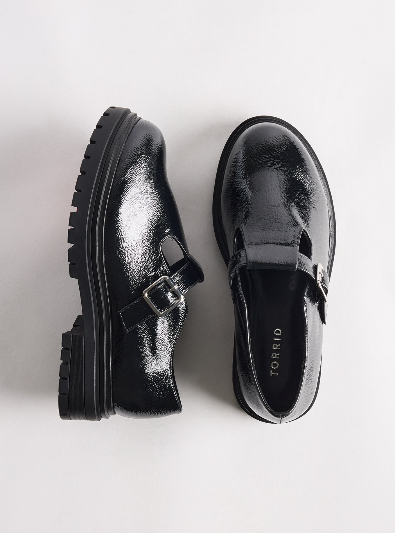 T-Strap Lug Sole Mary Jane Loafer (WW), BLACK, hi-res