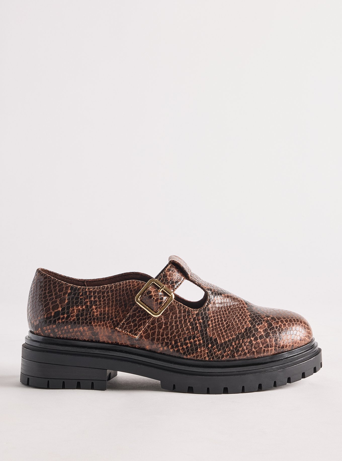 T-Strap Lug Sole Mary Jane Loafer (WW), SNAKE BROWN, alternate