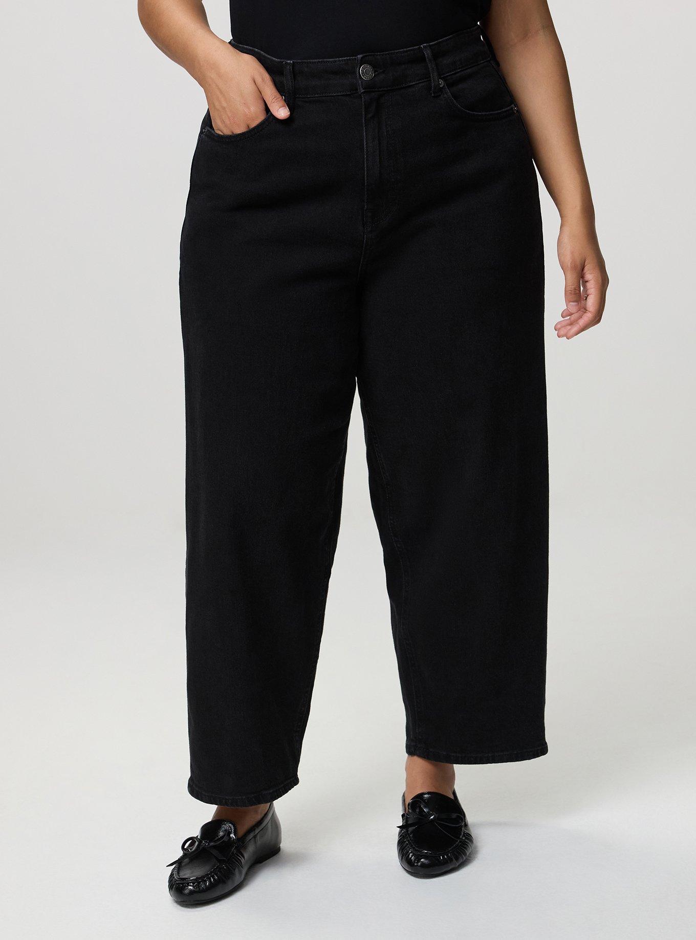 High-Rise Lightweight Denim Barrel Jean, BLACK, alternate
