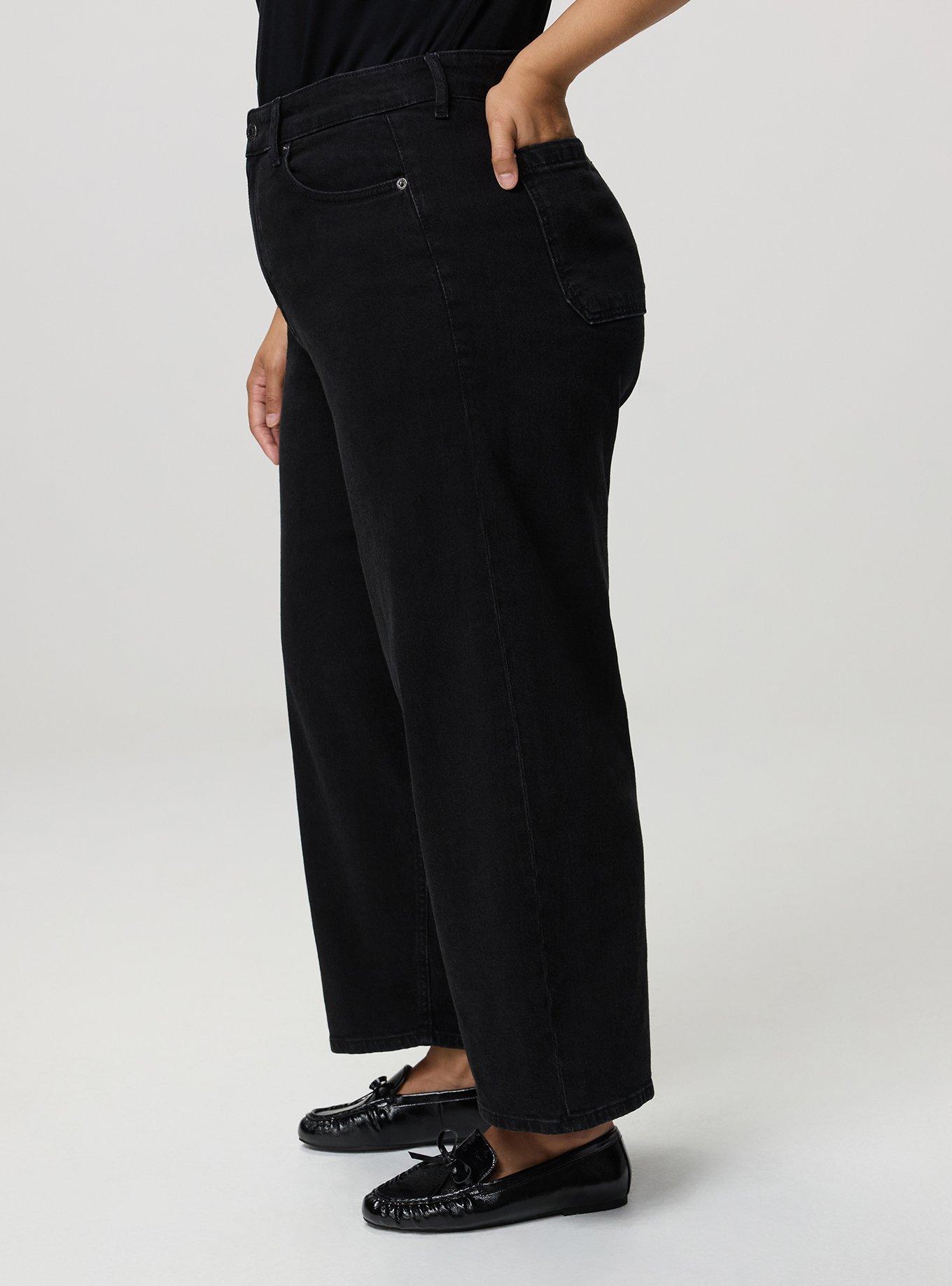 High-Rise Lightweight Denim Barrel Jean, BLACK, alternate