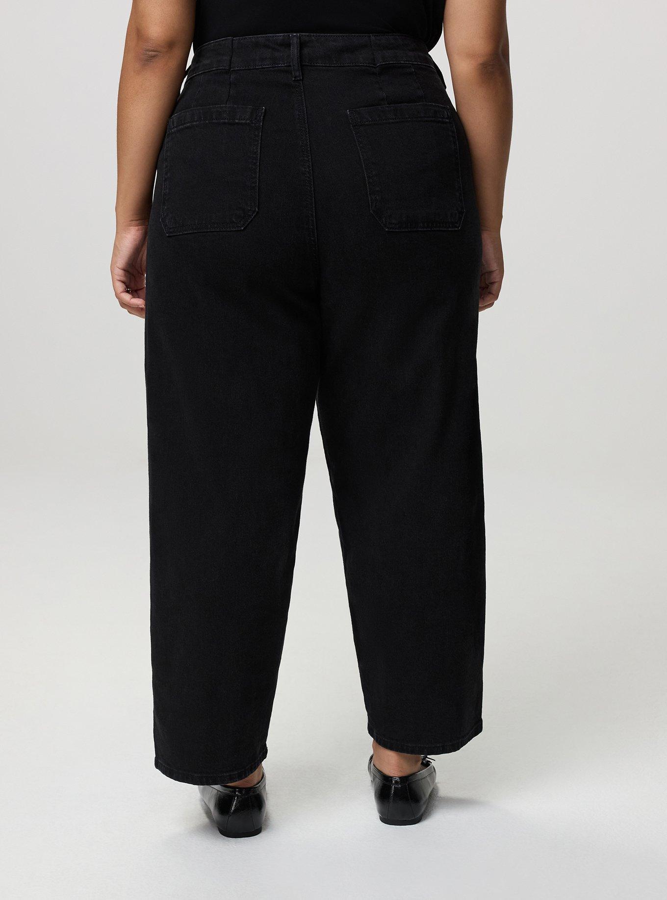 High-Rise Lightweight Denim Barrel Jean, BLACK, alternate