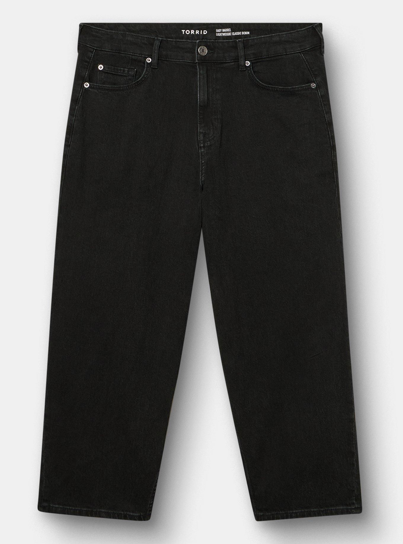 High-Rise Lightweight Denim Barrel Jean, BLACK, flat