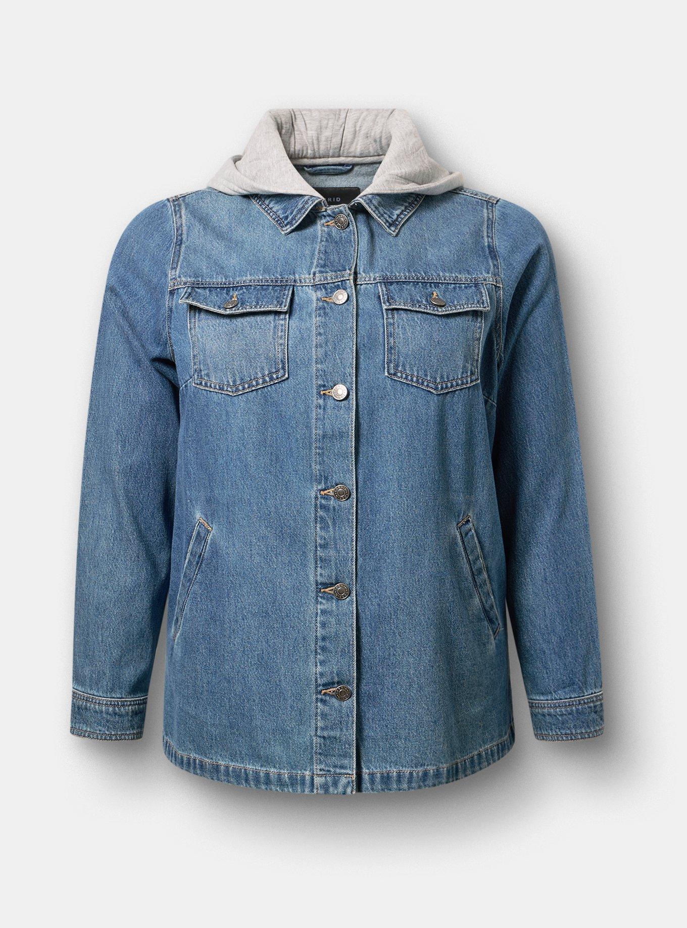 Denim Hooded Shacket, CATCH A VIBE, flat