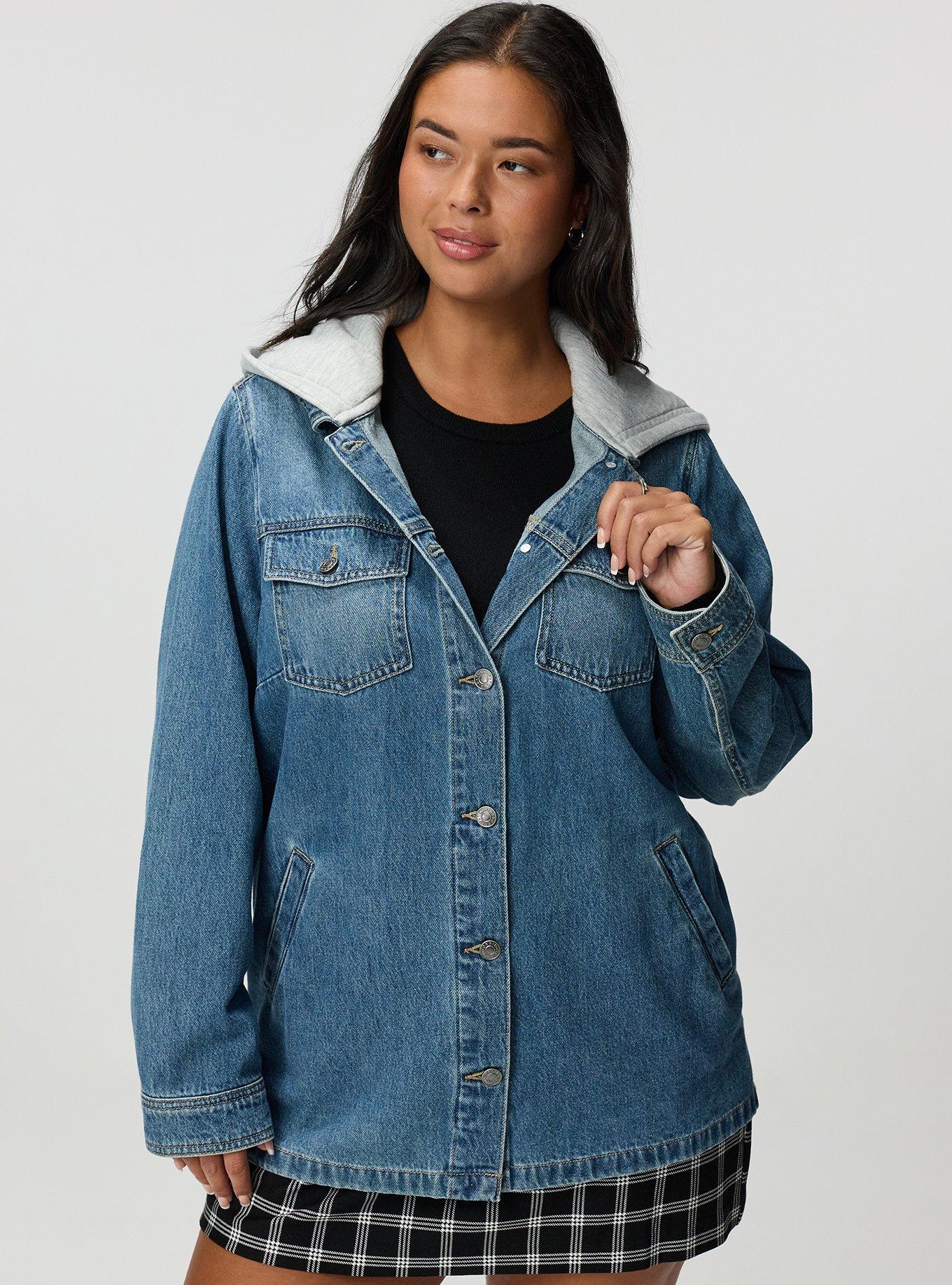 Denim Hooded Shacket, CATCH A VIBE, hi-res