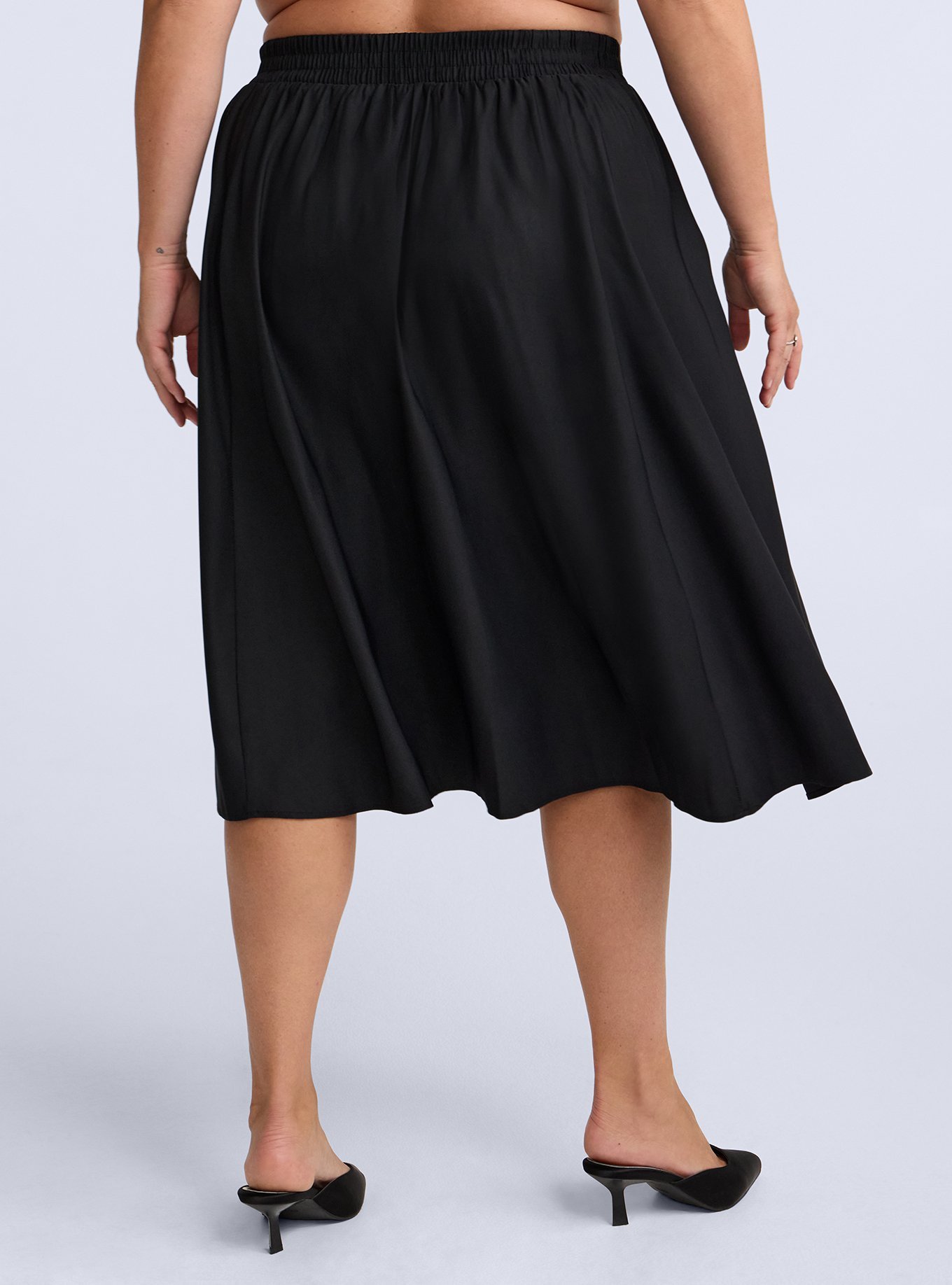 Plus Size Belle Isle Pleated Midi Skirt, DEEP BLACK, alternate