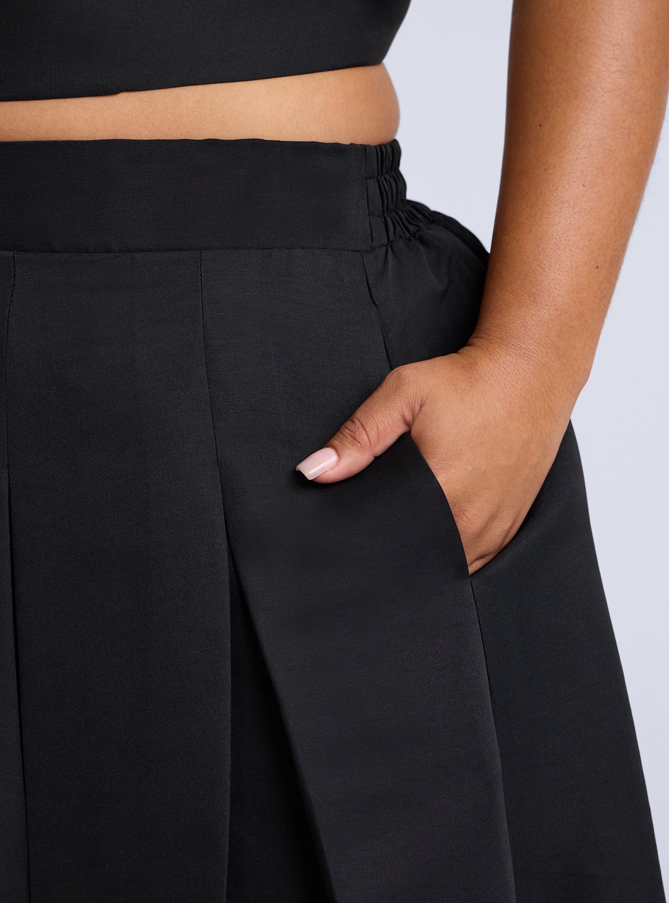 Plus Size Belle Isle Pleated Midi Skirt, DEEP BLACK, alternate