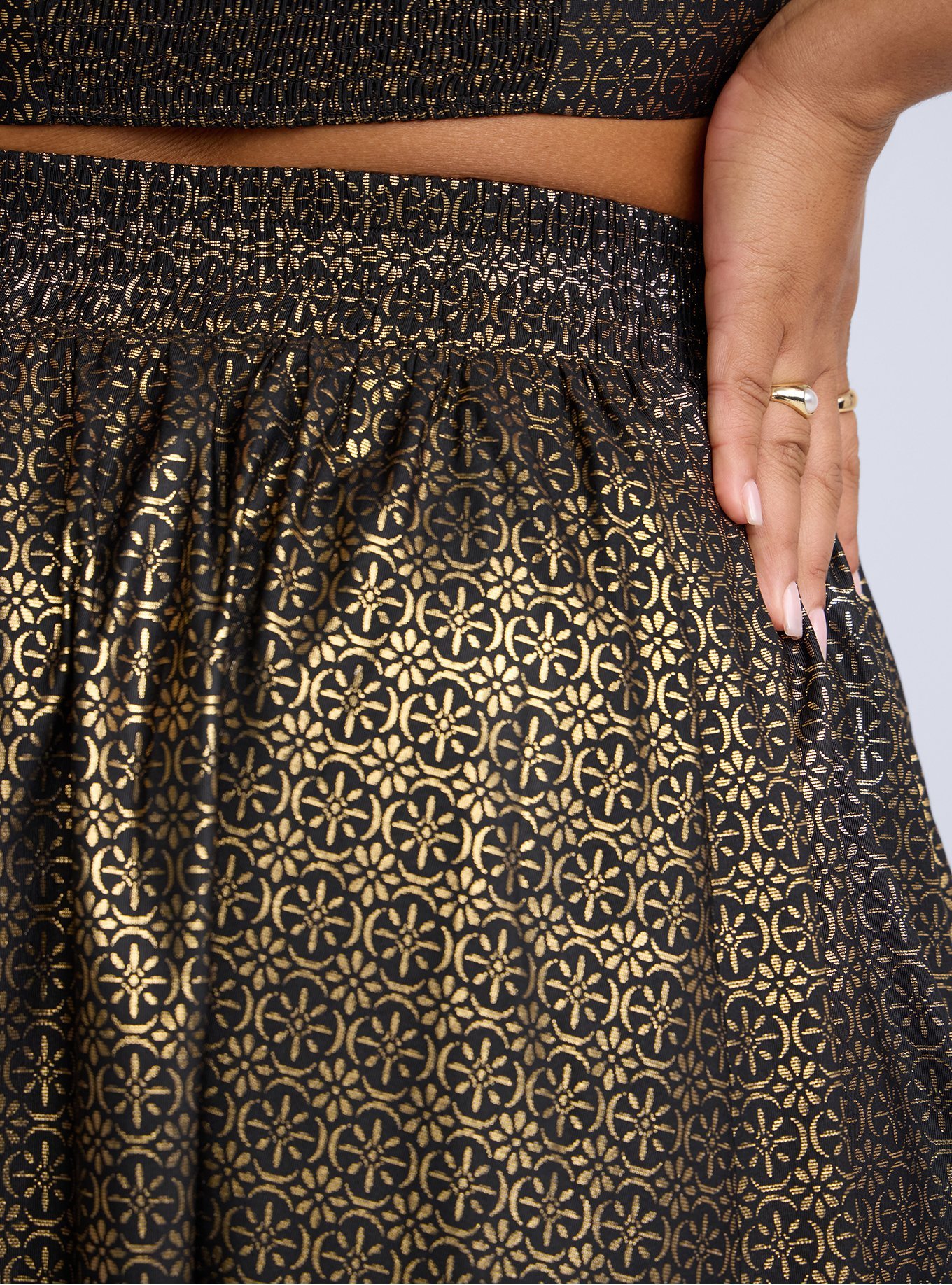 Belle Isle Pleated Midi Skirt, DAISY GEOS GOLD, alternate