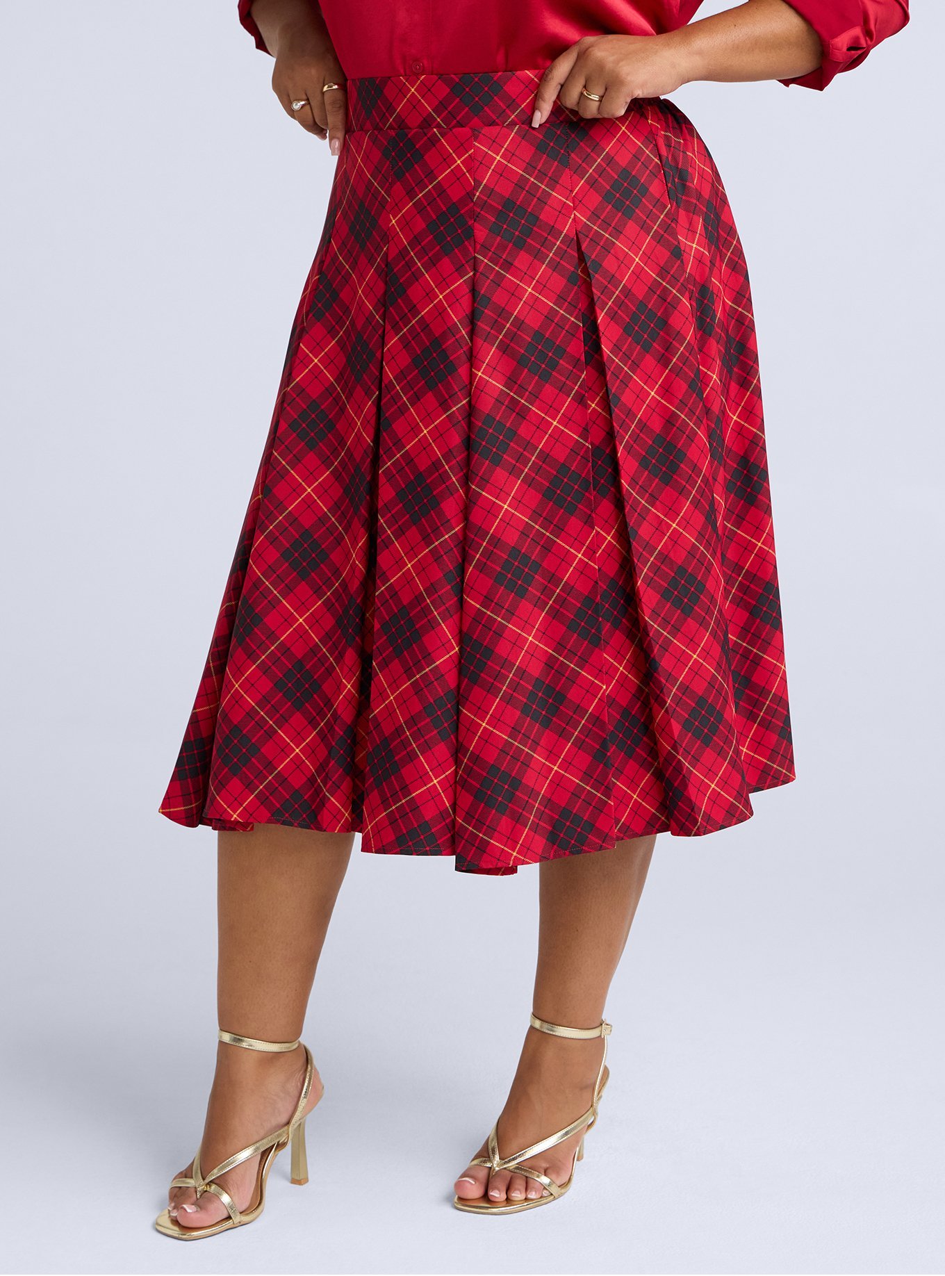 Belle Isle Pleated Midi Skirt, TIARA PLAID JESTER BIAS, alternate