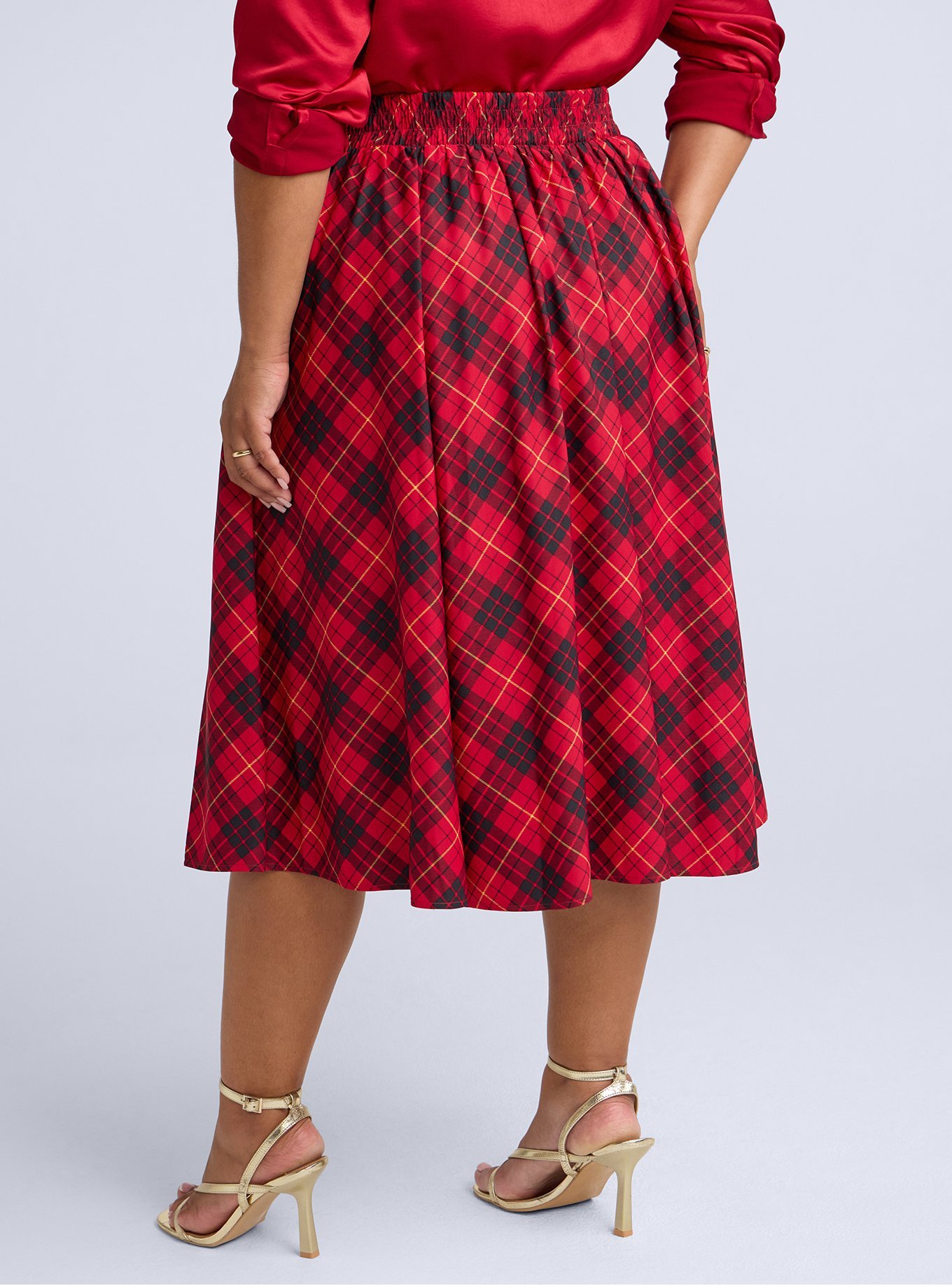 Belle Isle Pleated Midi Skirt, TIARA PLAID JESTER BIAS, alternate