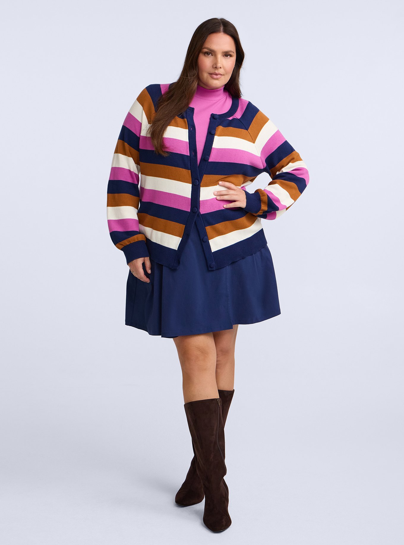 Belle Isle Raglan Cardigan, BELLE ISLE PINK HOLIDAY STRIPE, alternate