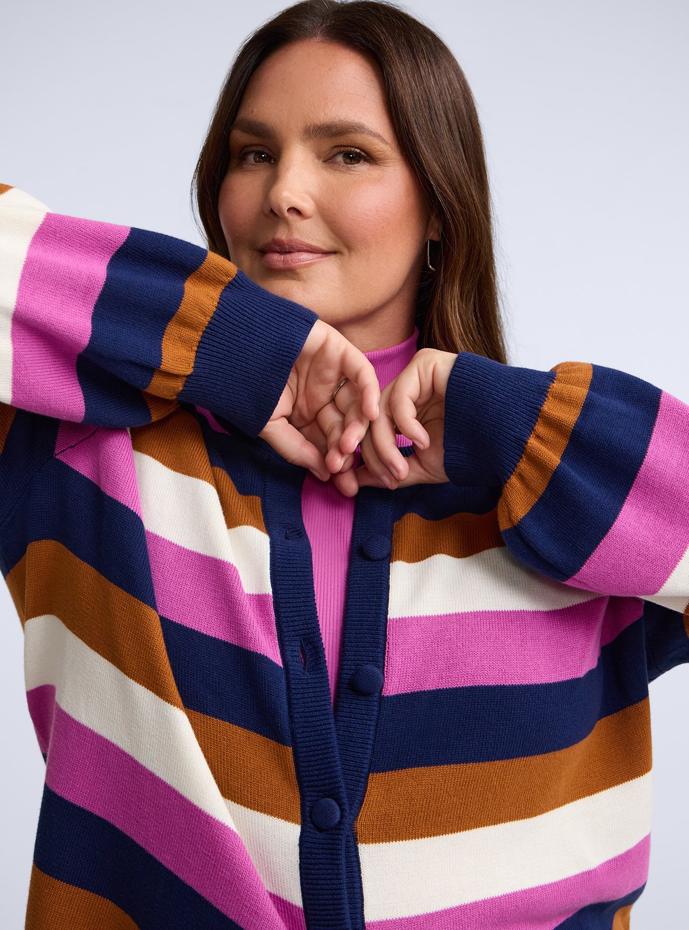 Belle Isle Raglan Cardigan, BELLE ISLE PINK HOLIDAY STRIPE, alternate